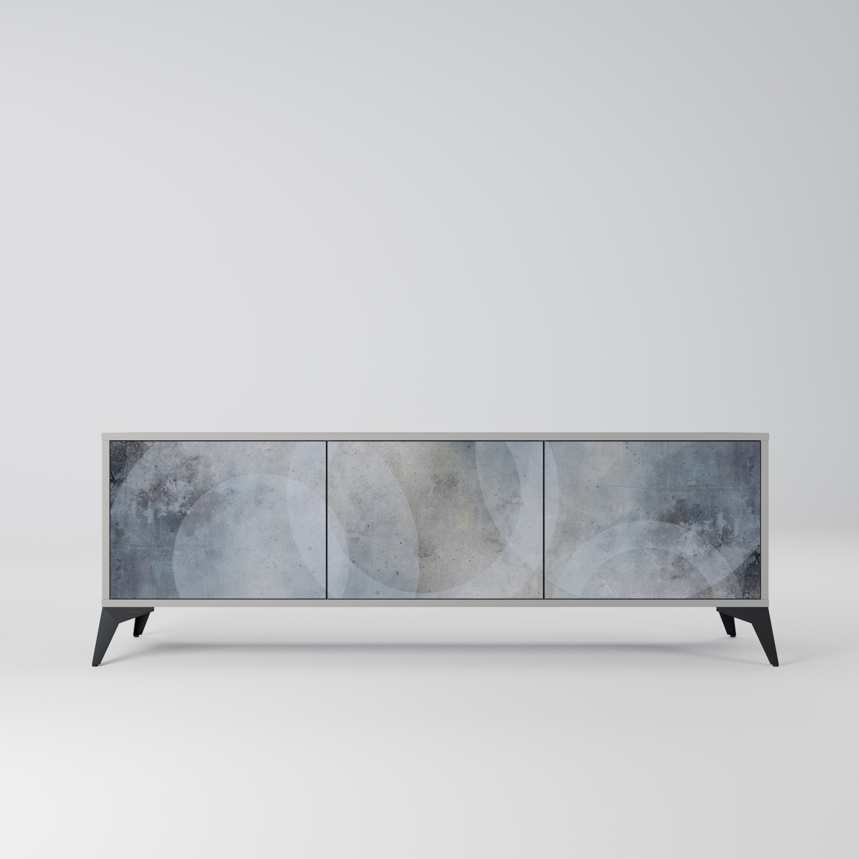 Meuble TV 3 portes MUTED ARC finition grise