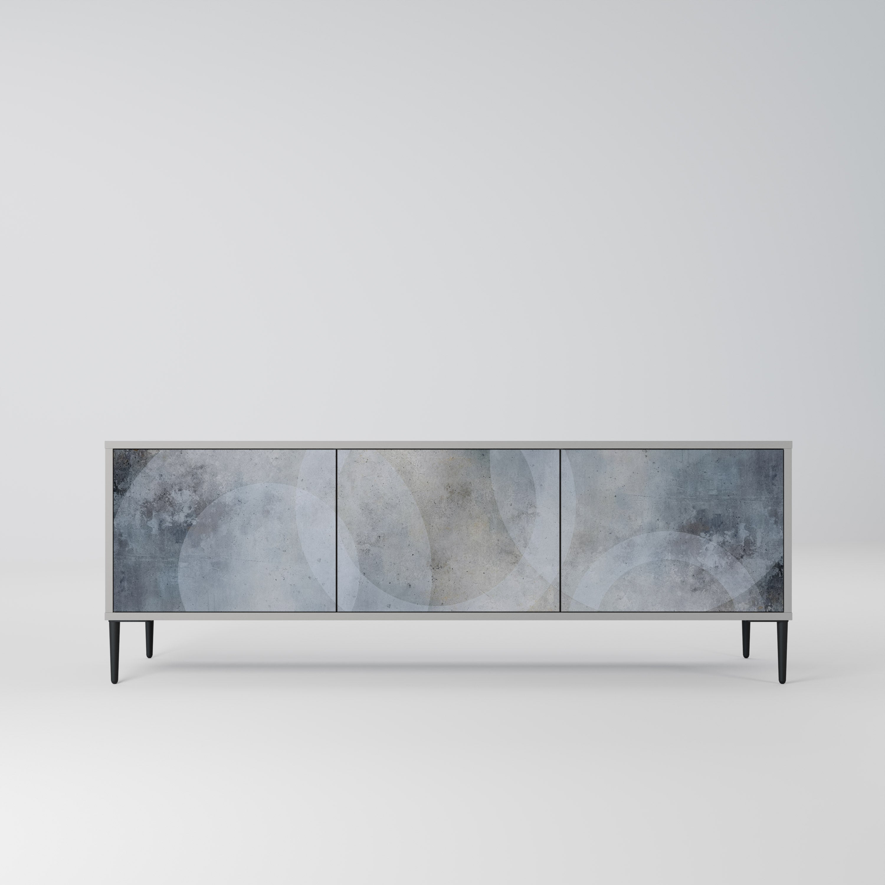 Meuble TV 3 portes MUTED ARC finition grise