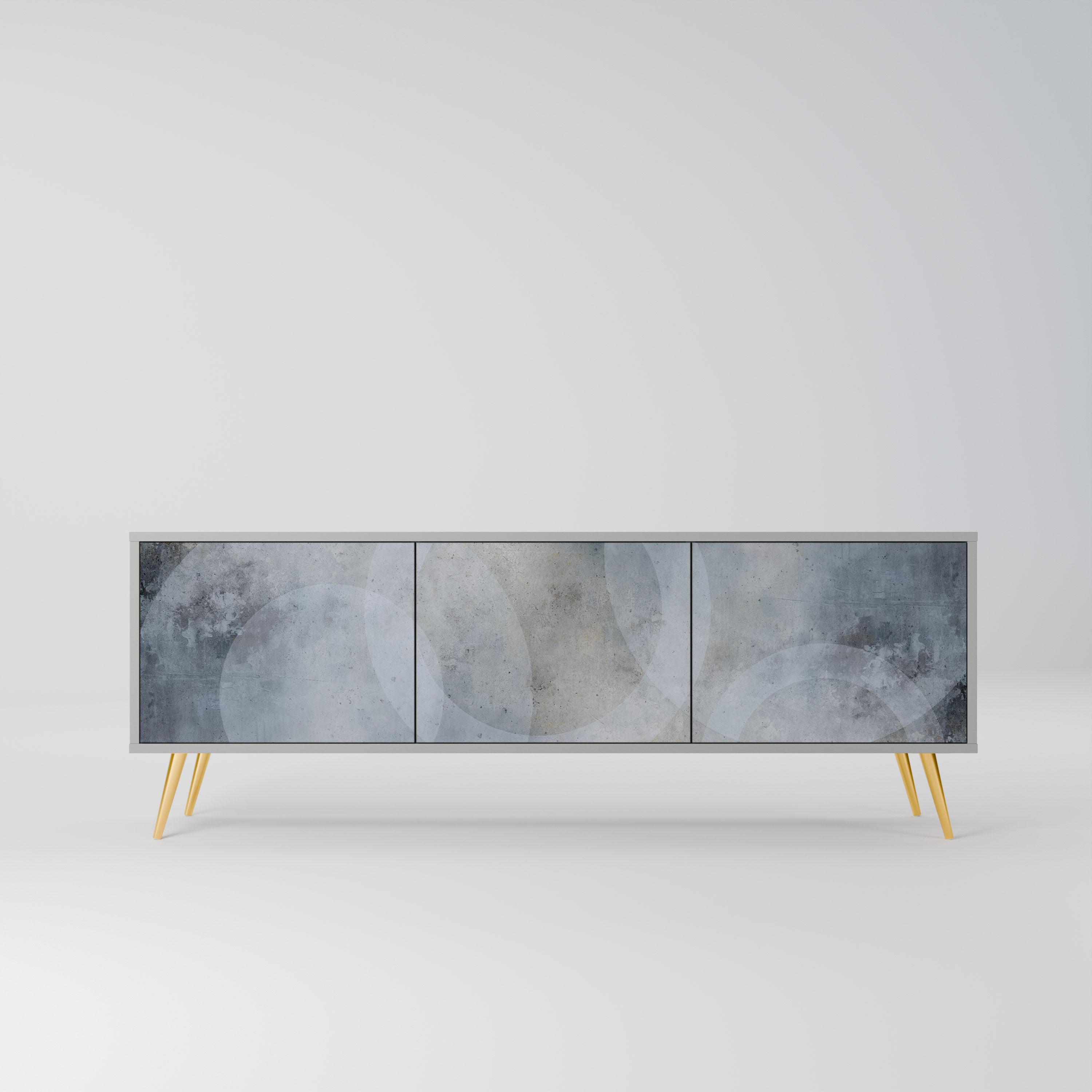 Meuble TV 3 portes MUTED ARC finition grise