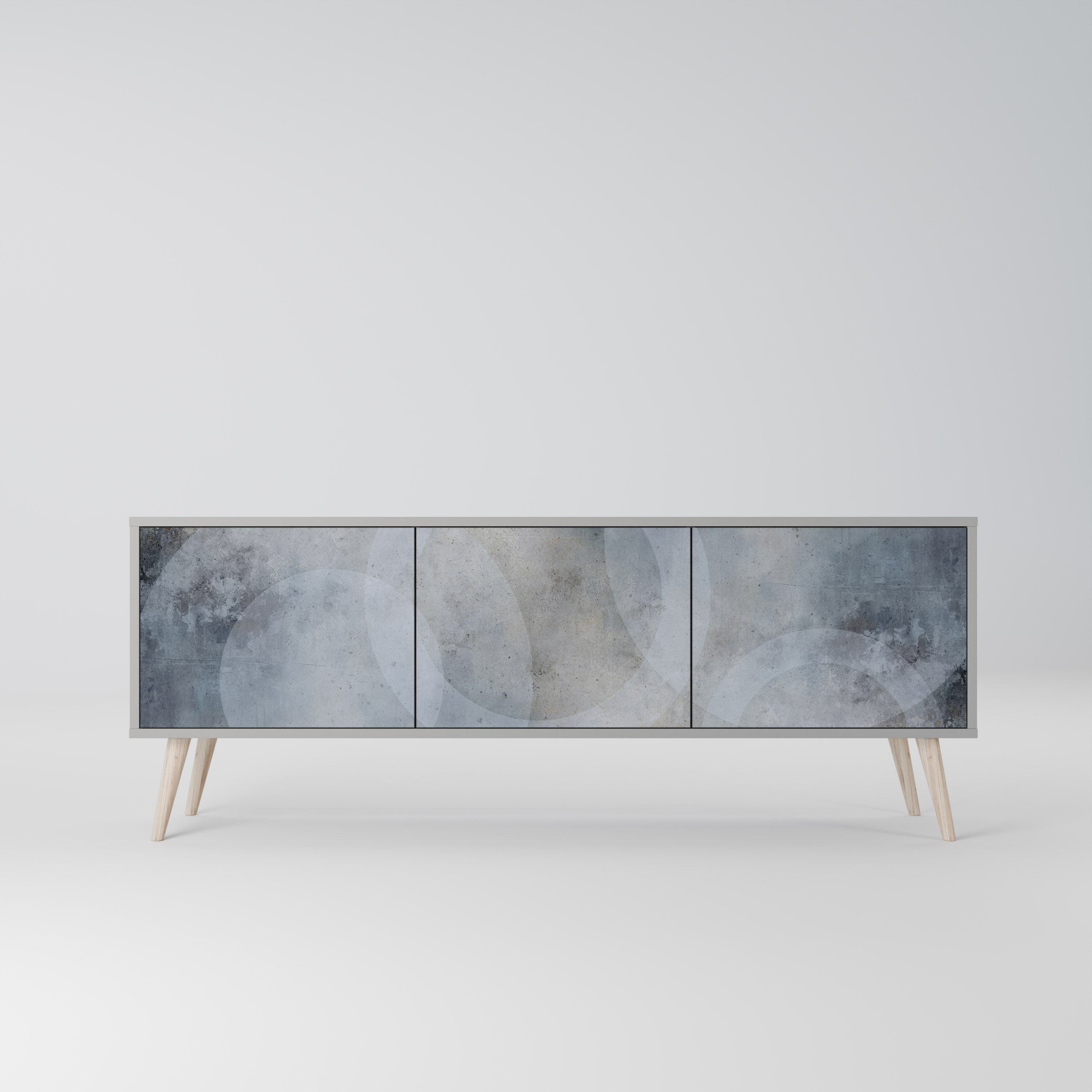 Meuble TV 3 portes MUTED ARC finition grise