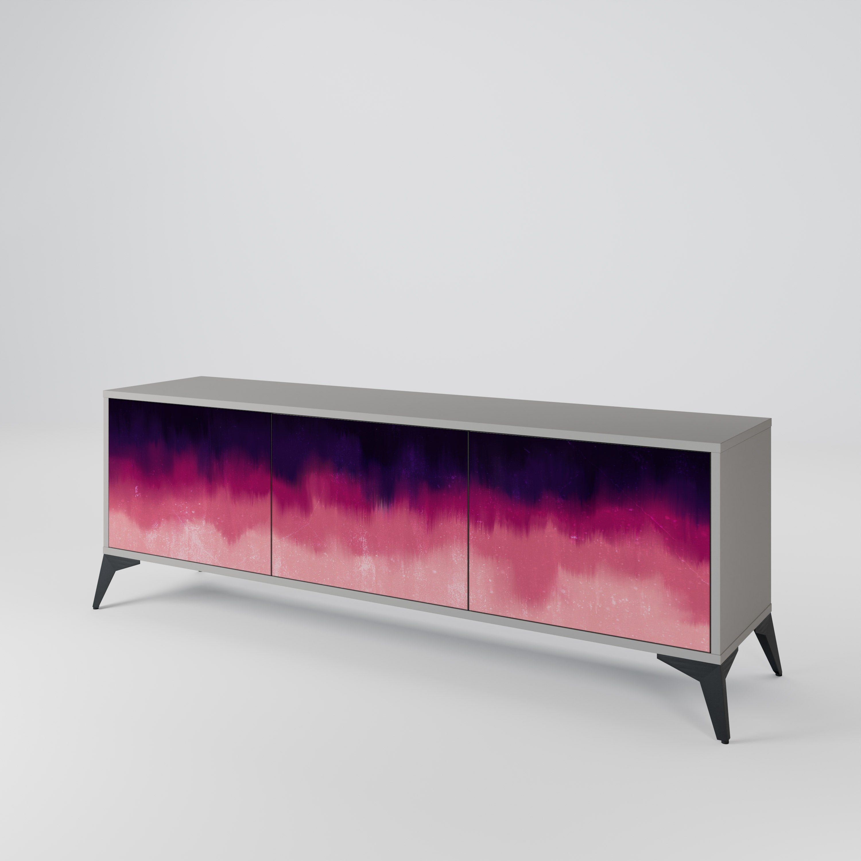 Meuble TV 3 portes AURORA BOREALIS finition grise