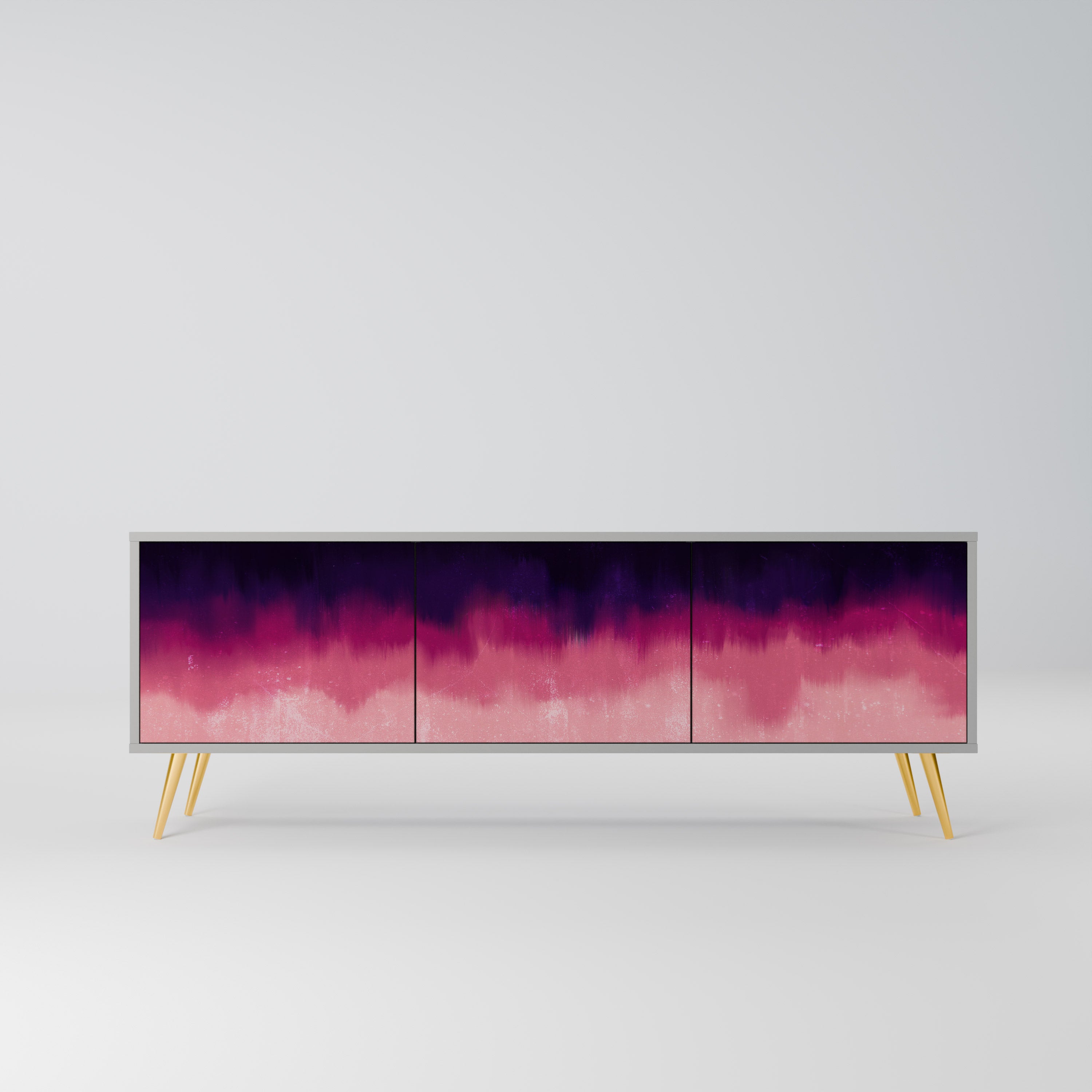 Meuble TV 3 portes AURORA BOREALIS finition grise