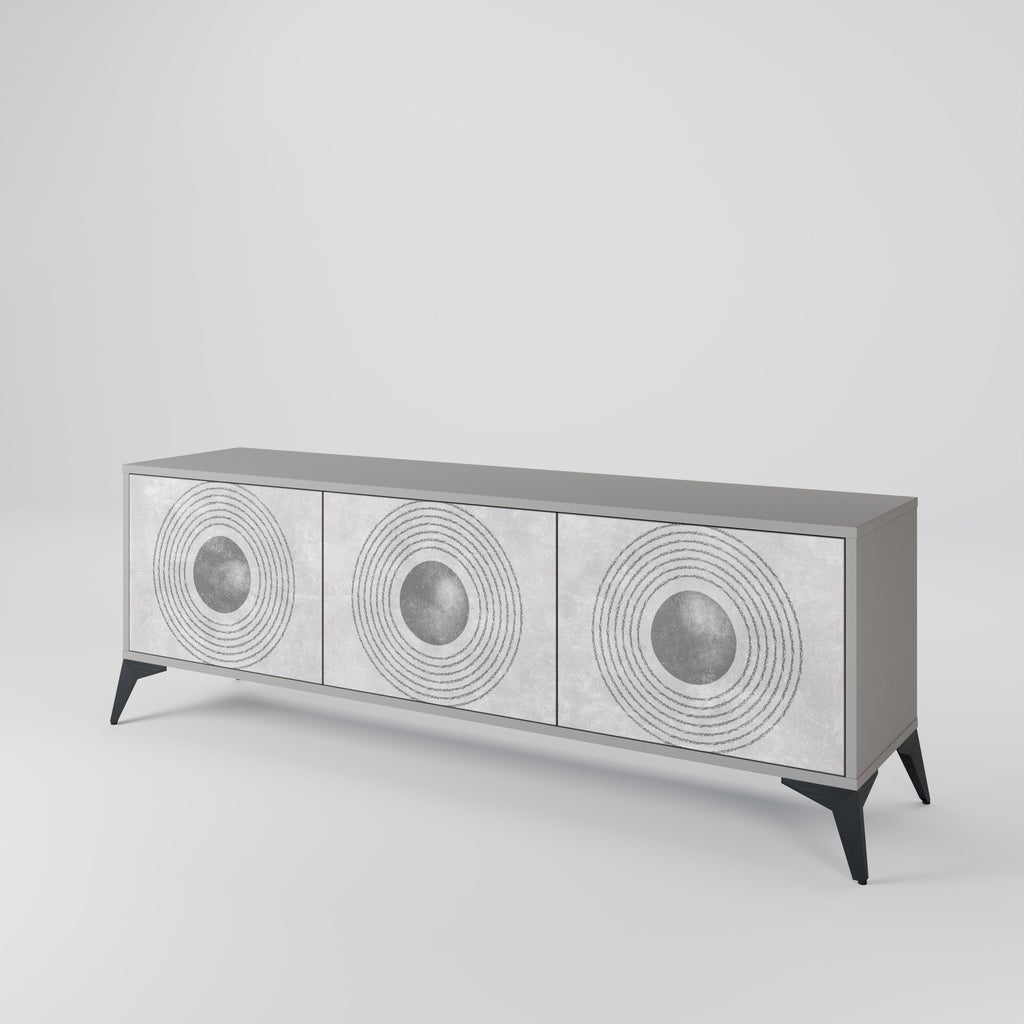Meuble TV 3 portes SOLID CIRCLES, finition grise