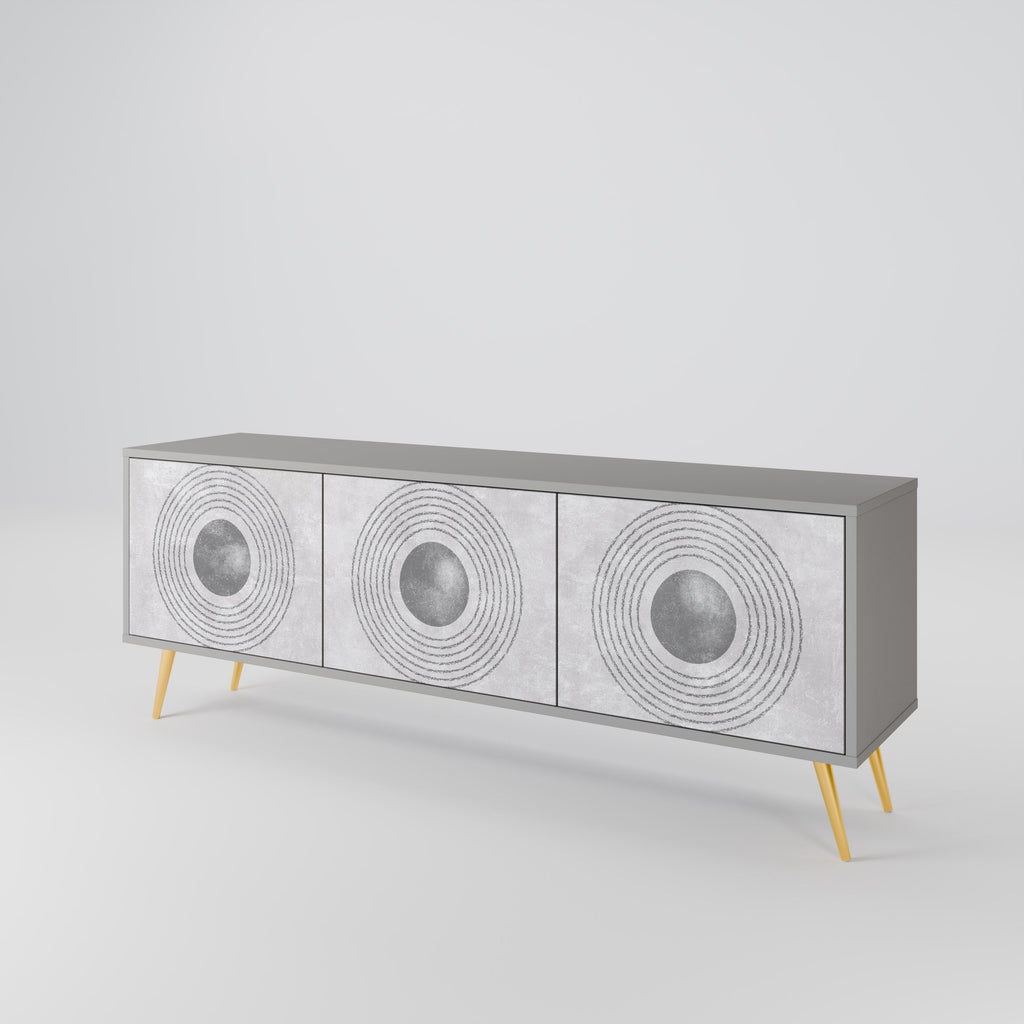 Meuble TV 3 portes SOLID CIRCLES, finition grise