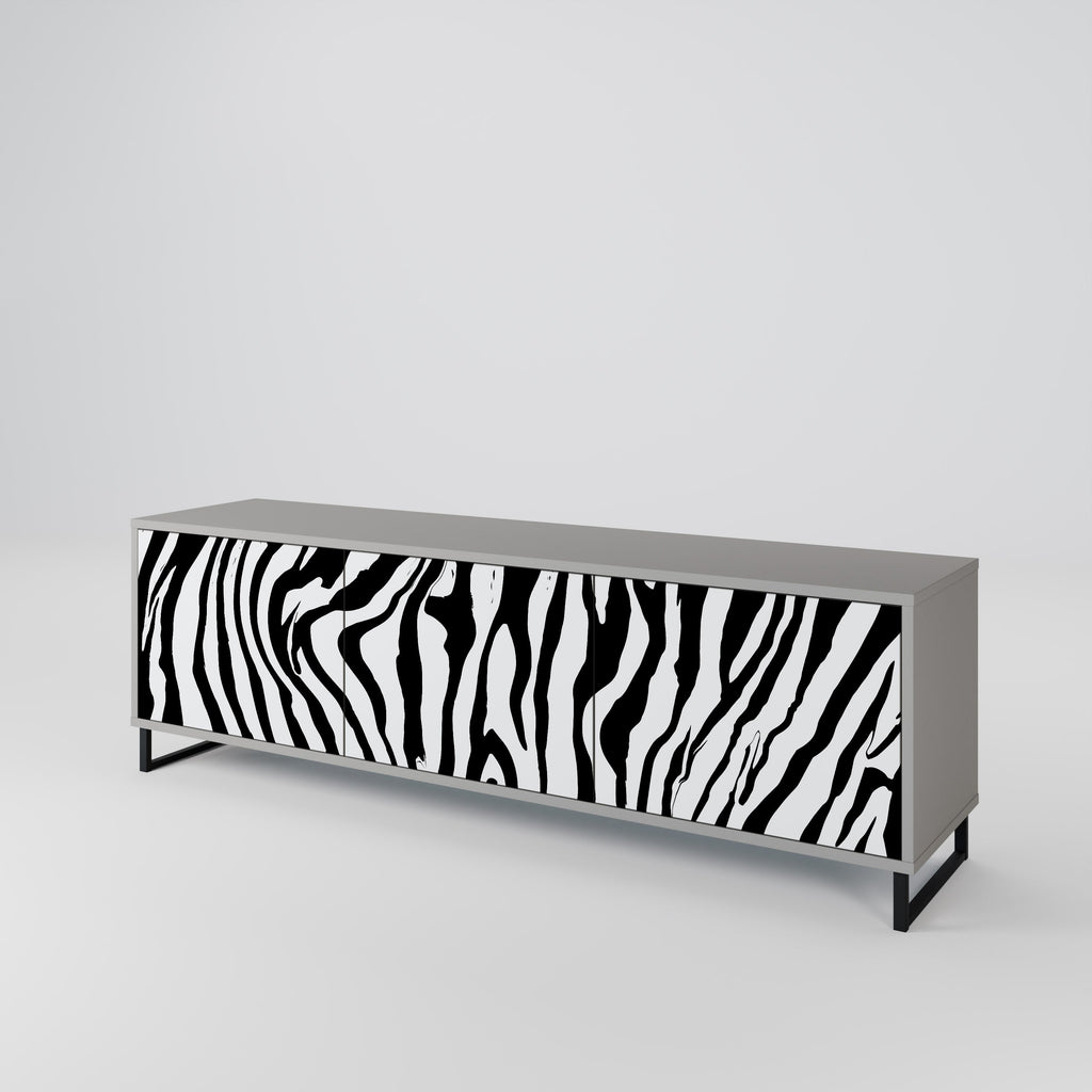 Meuble TV 3 portes SPLENDID ZEBRA finition grise