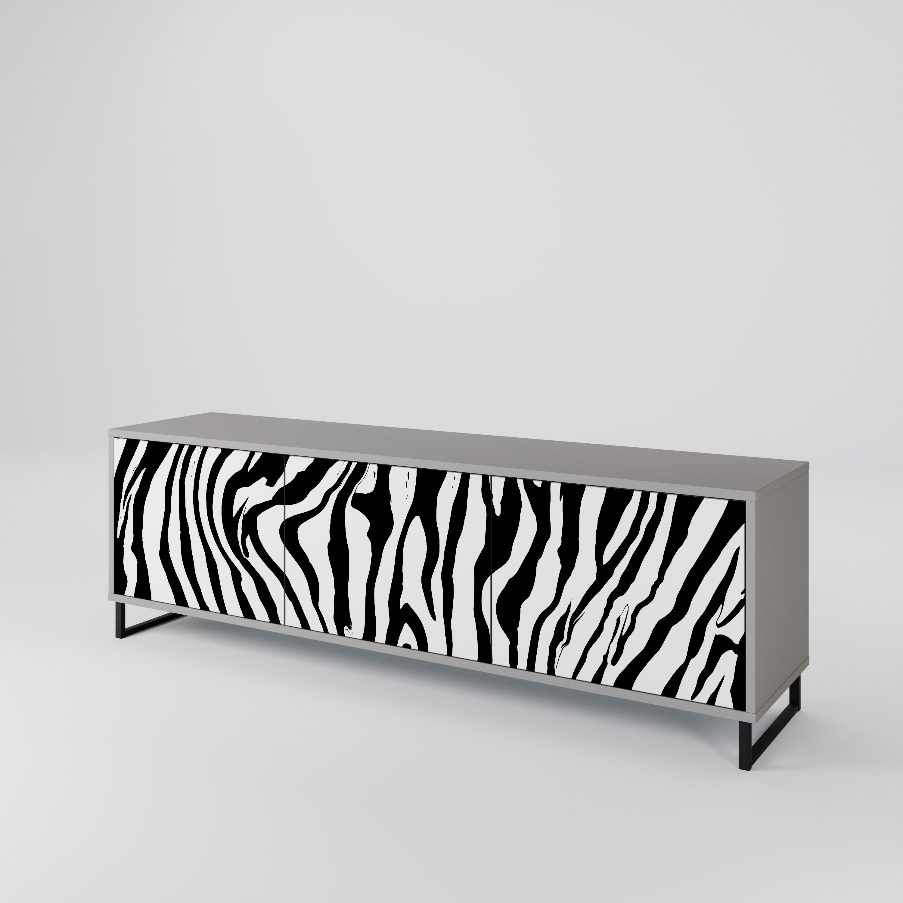 Meuble TV 3 portes SPLENDID ZEBRA finition grise