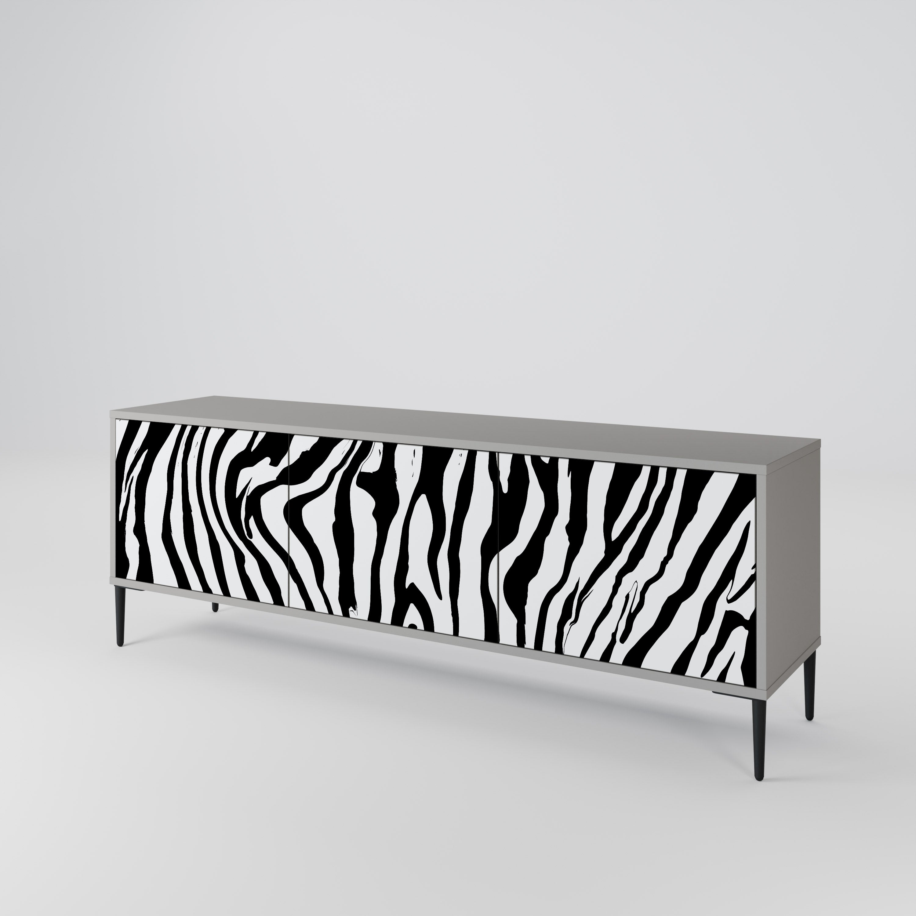 Meuble TV 3 portes SPLENDID ZEBRA finition grise