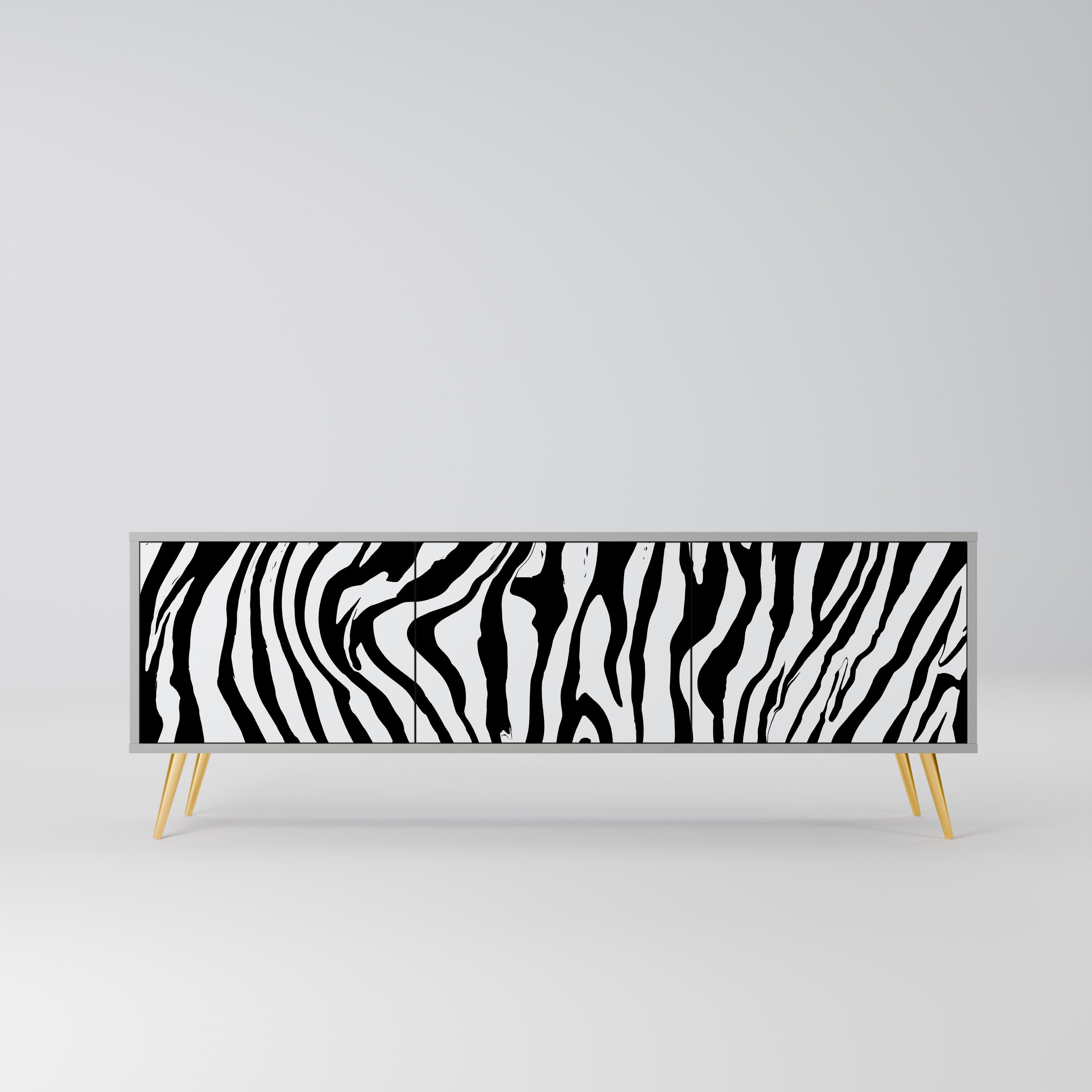 Meuble TV 3 portes SPLENDID ZEBRA finition grise