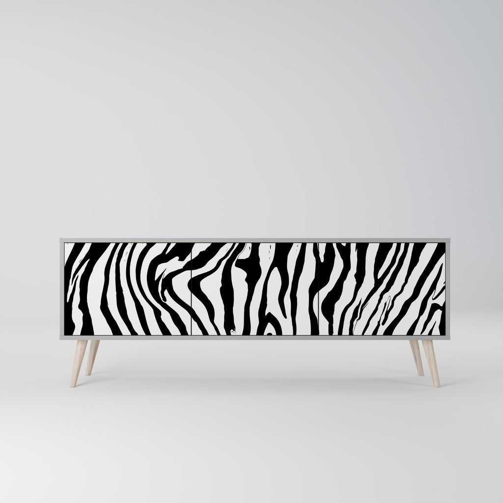 Meuble TV 3 portes SPLENDID ZEBRA finition grise