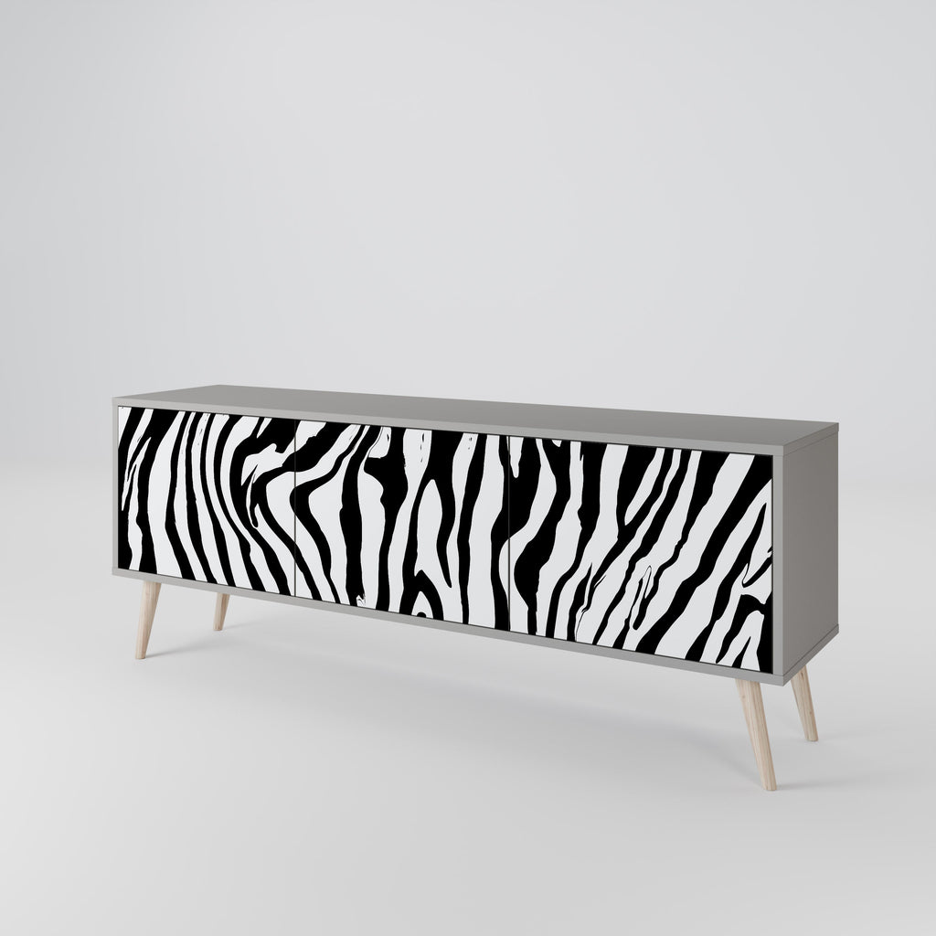 Meuble TV 3 portes SPLENDID ZEBRA finition grise