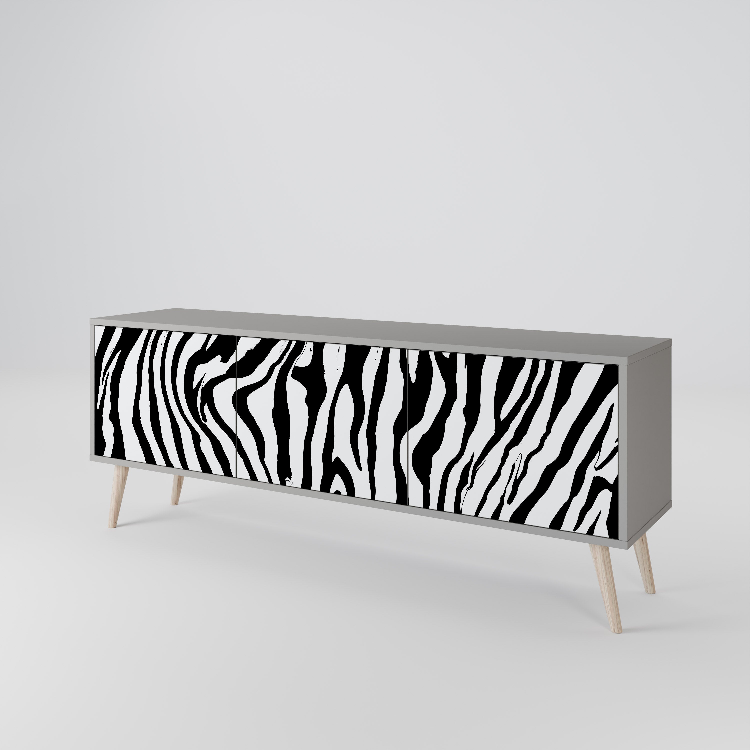 Meuble TV 3 portes SPLENDID ZEBRA finition grise