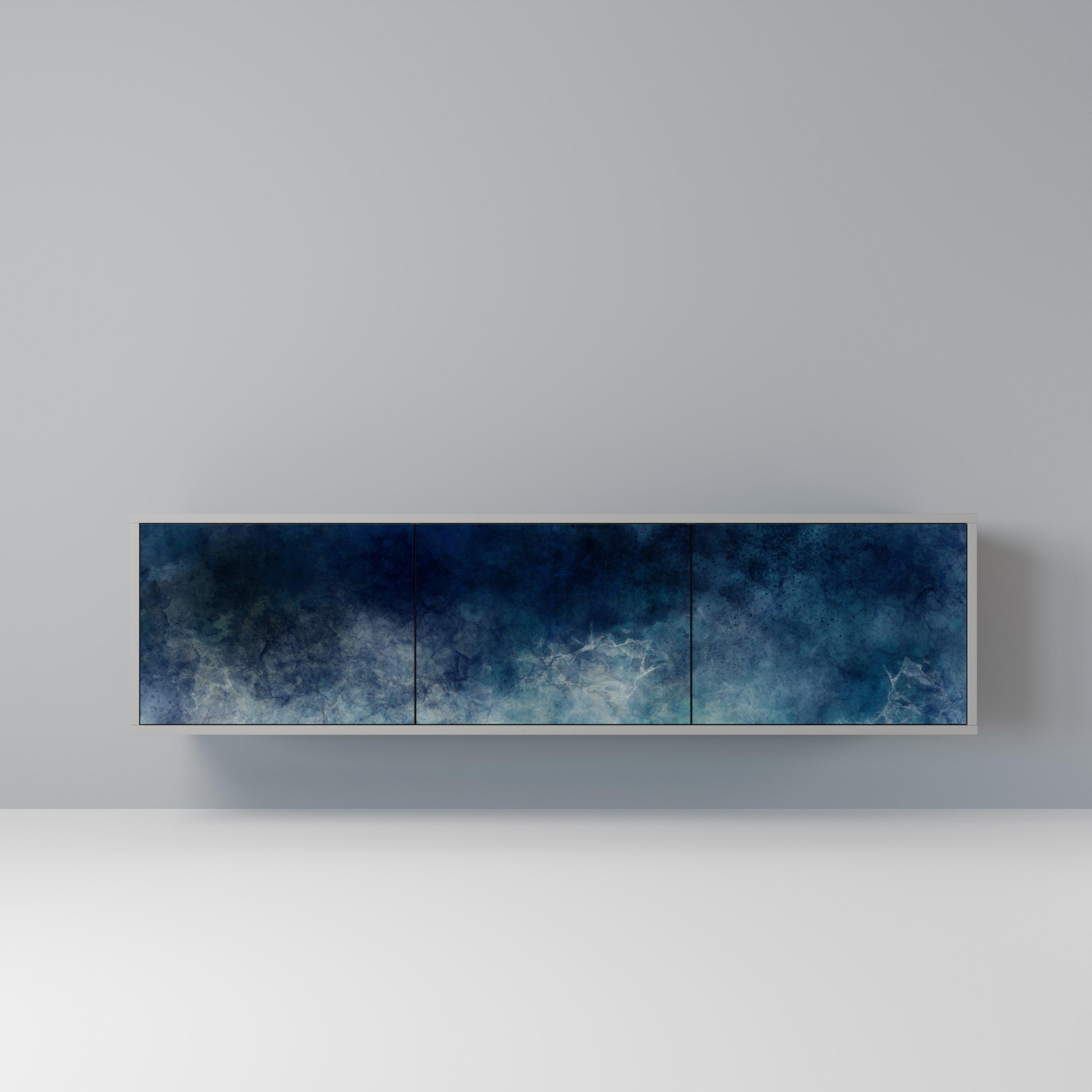 Meuble TV 3 portes CELESTIAL FALL, finition grise