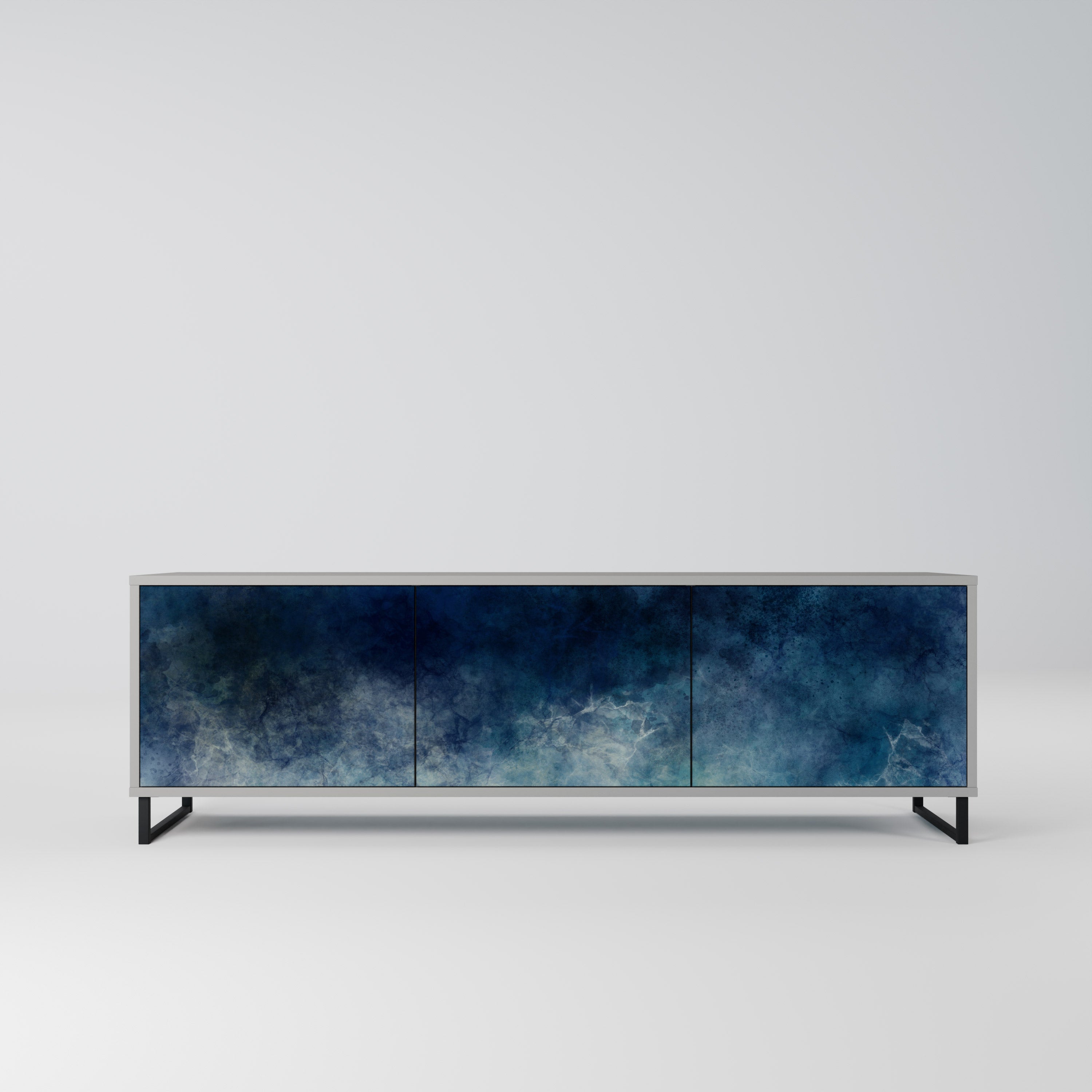 Meuble TV 3 portes CELESTIAL FALL, finition grise