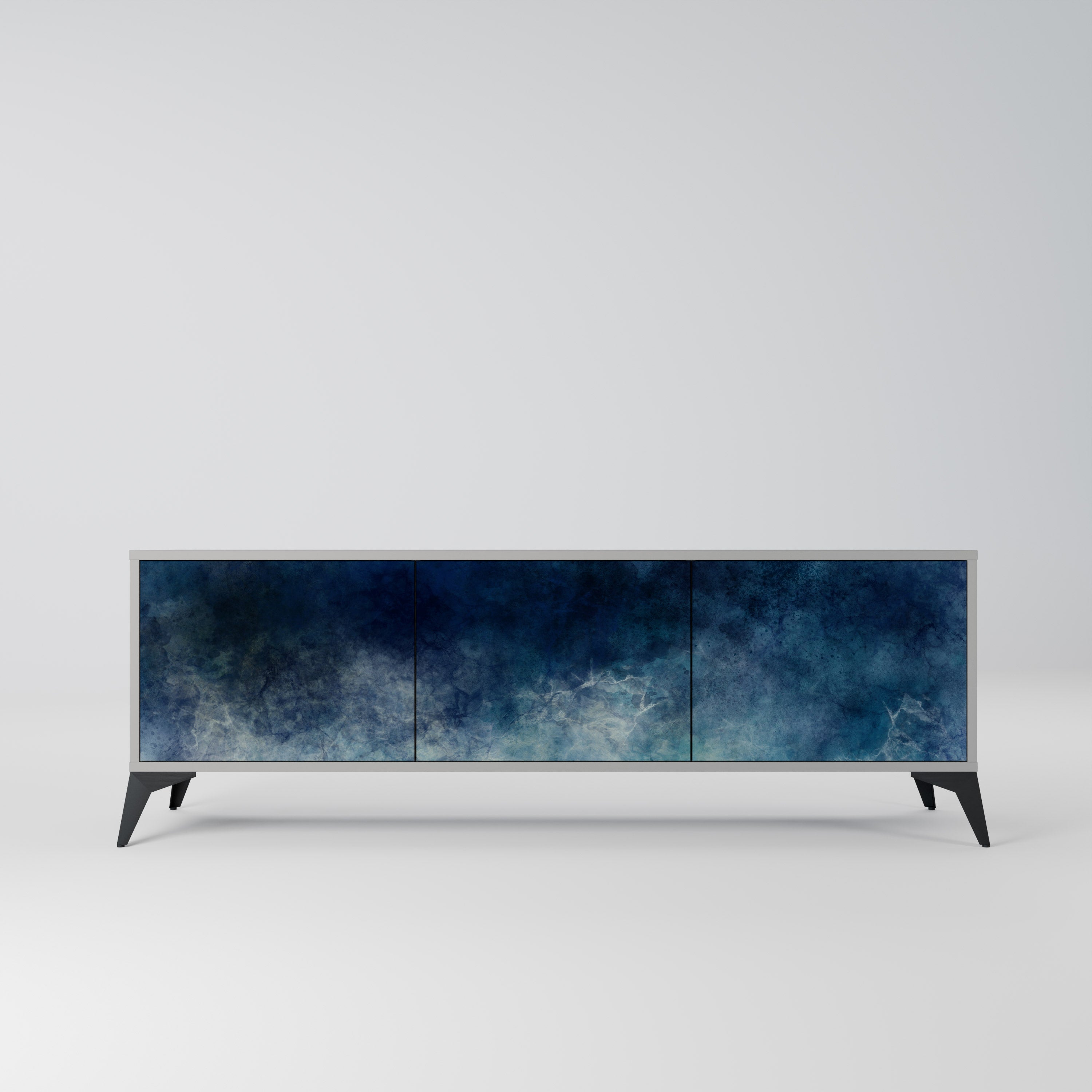 Meuble TV 3 portes CELESTIAL FALL, finition grise