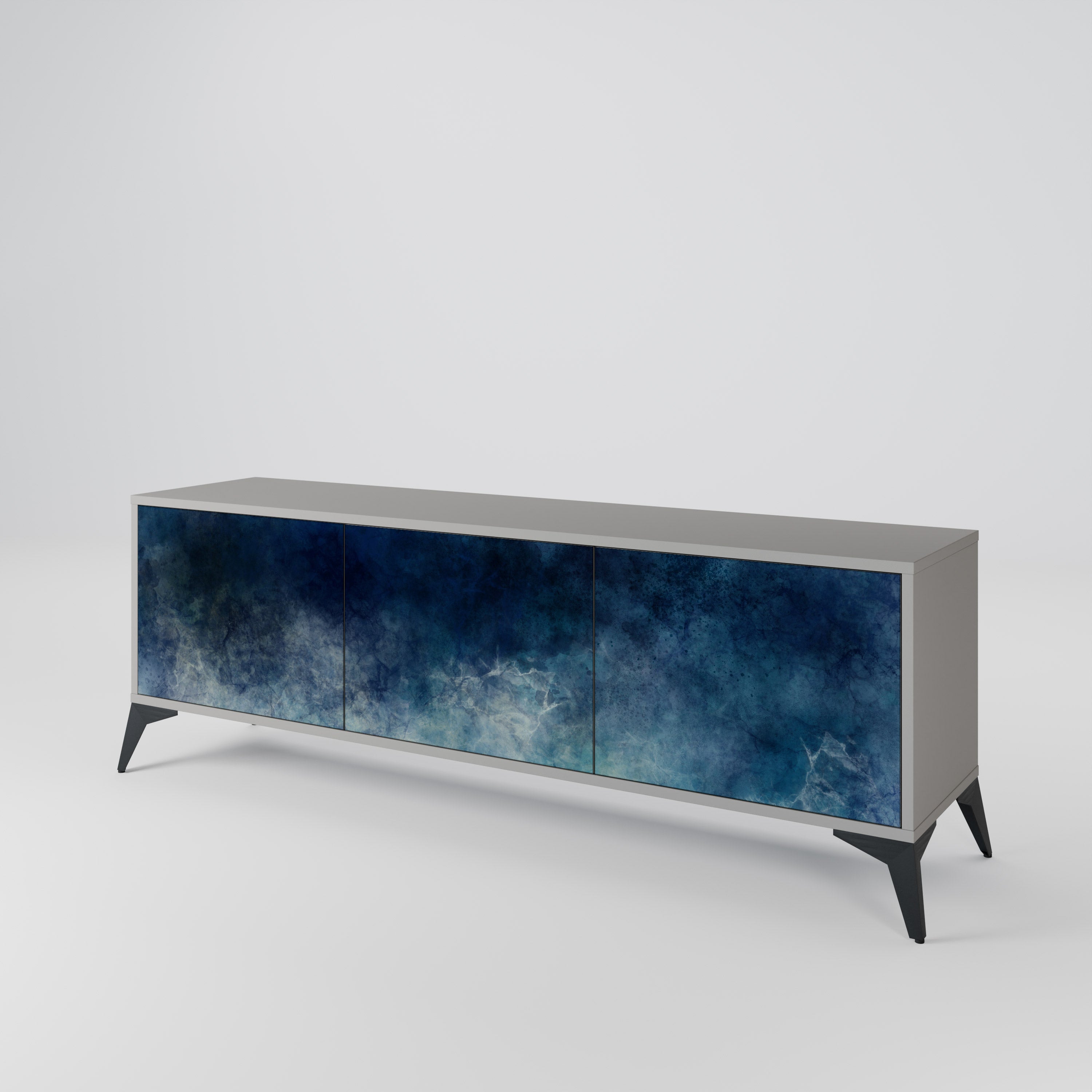 Meuble TV 3 portes CELESTIAL FALL, finition grise