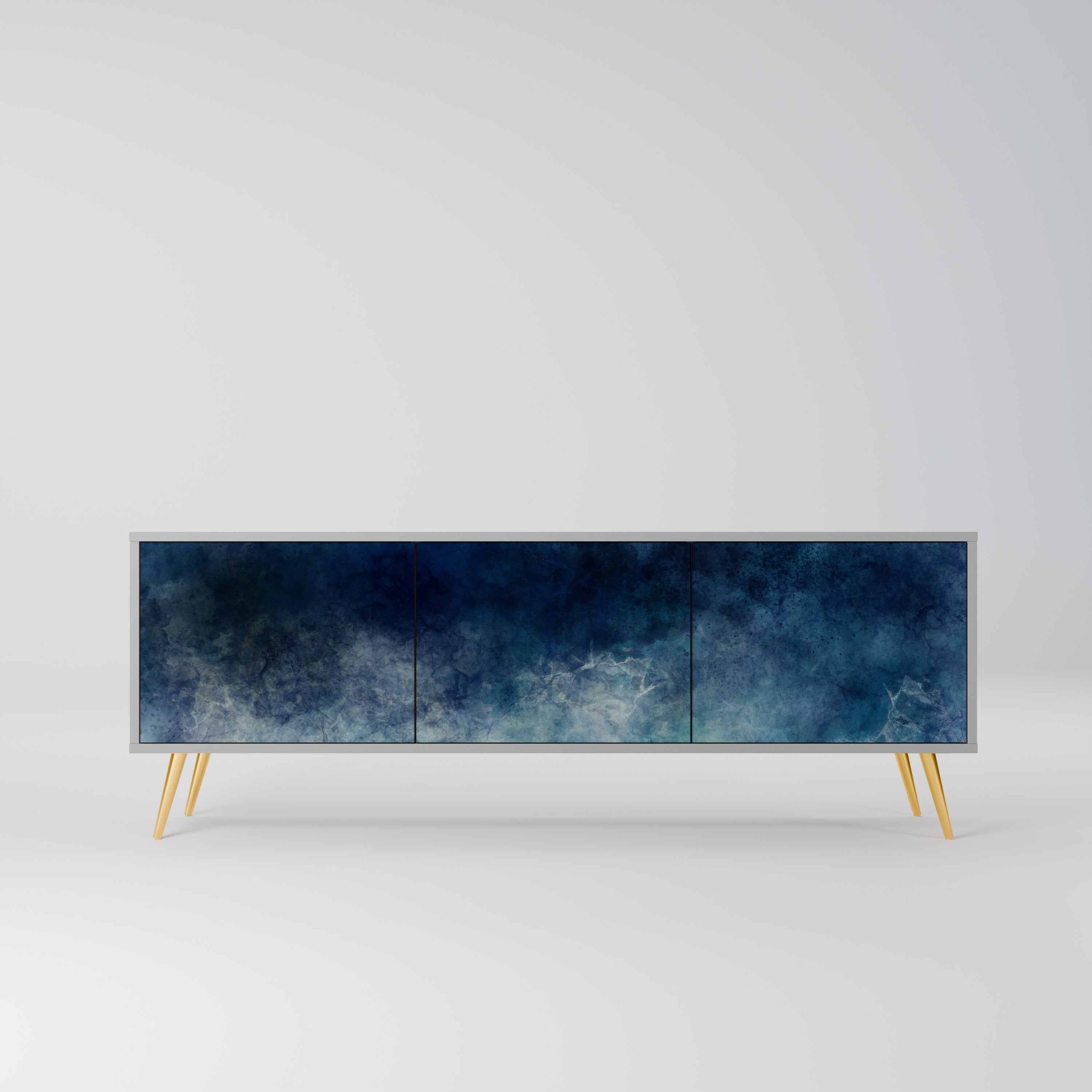 Meuble TV 3 portes CELESTIAL FALL, finition grise