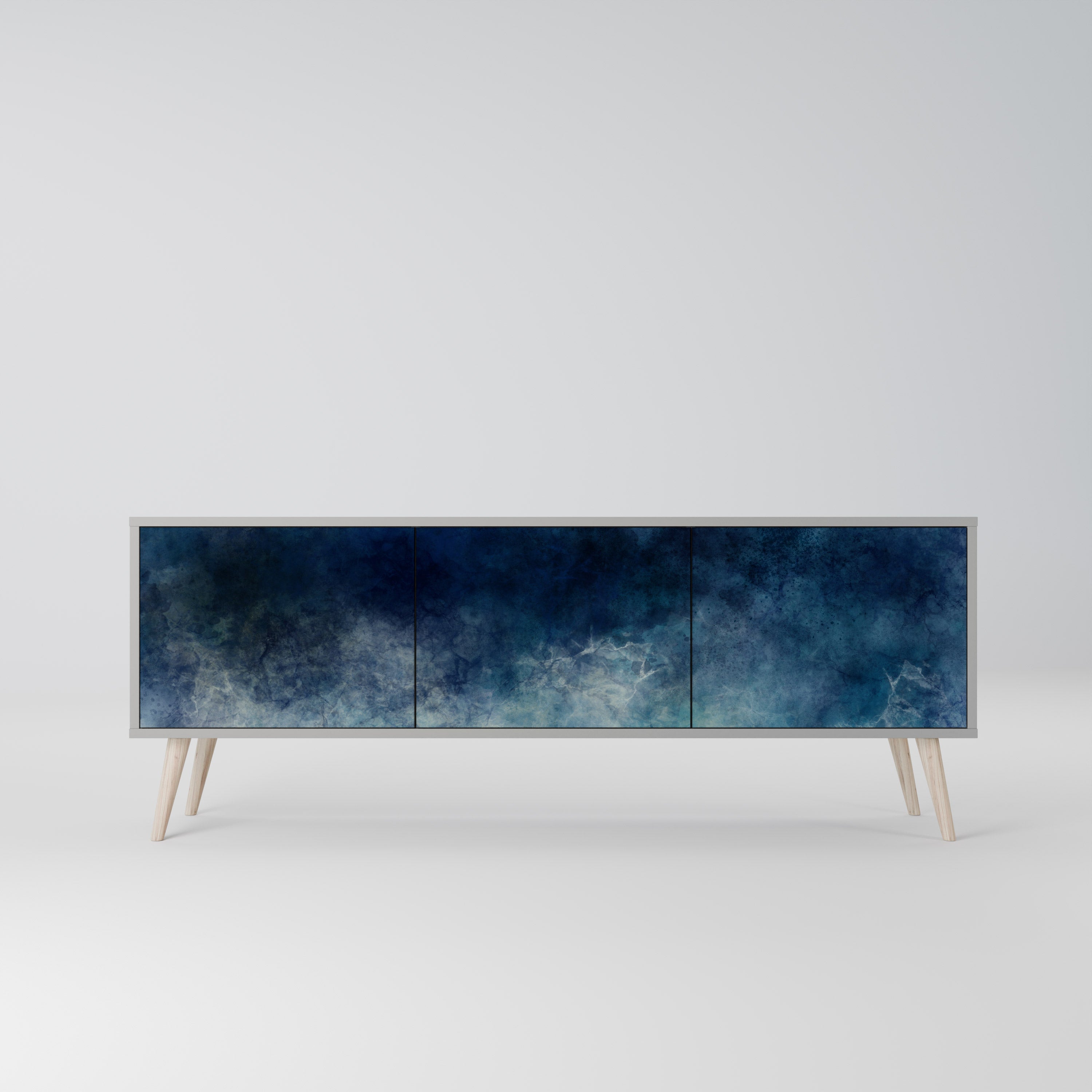 Meuble TV 3 portes CELESTIAL FALL, finition grise