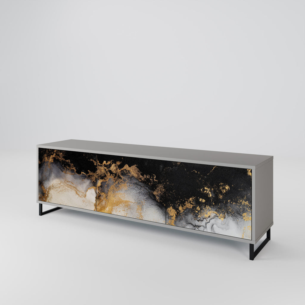 Meuble TV 3 portes MARBLE OF TOMMORROW, finition grise