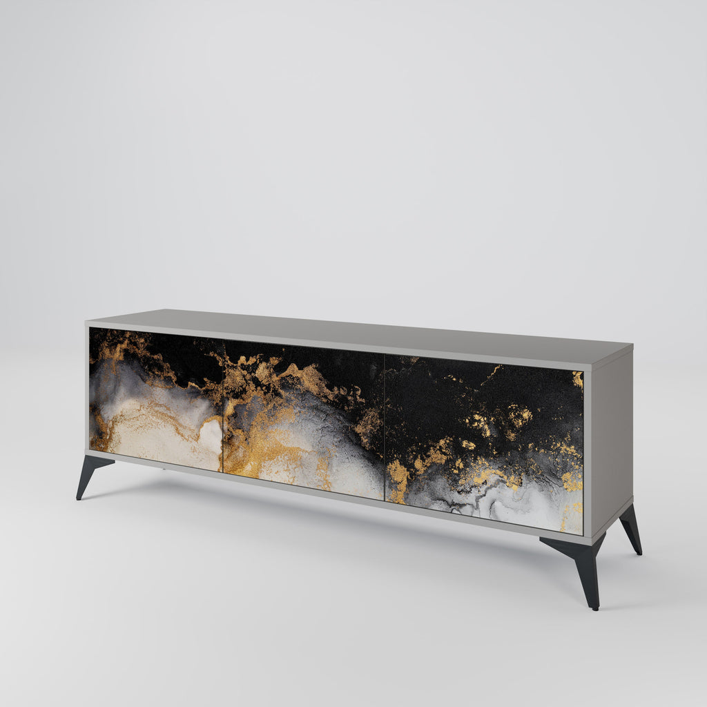 Meuble TV 3 portes MARBLE OF TOMMORROW, finition grise