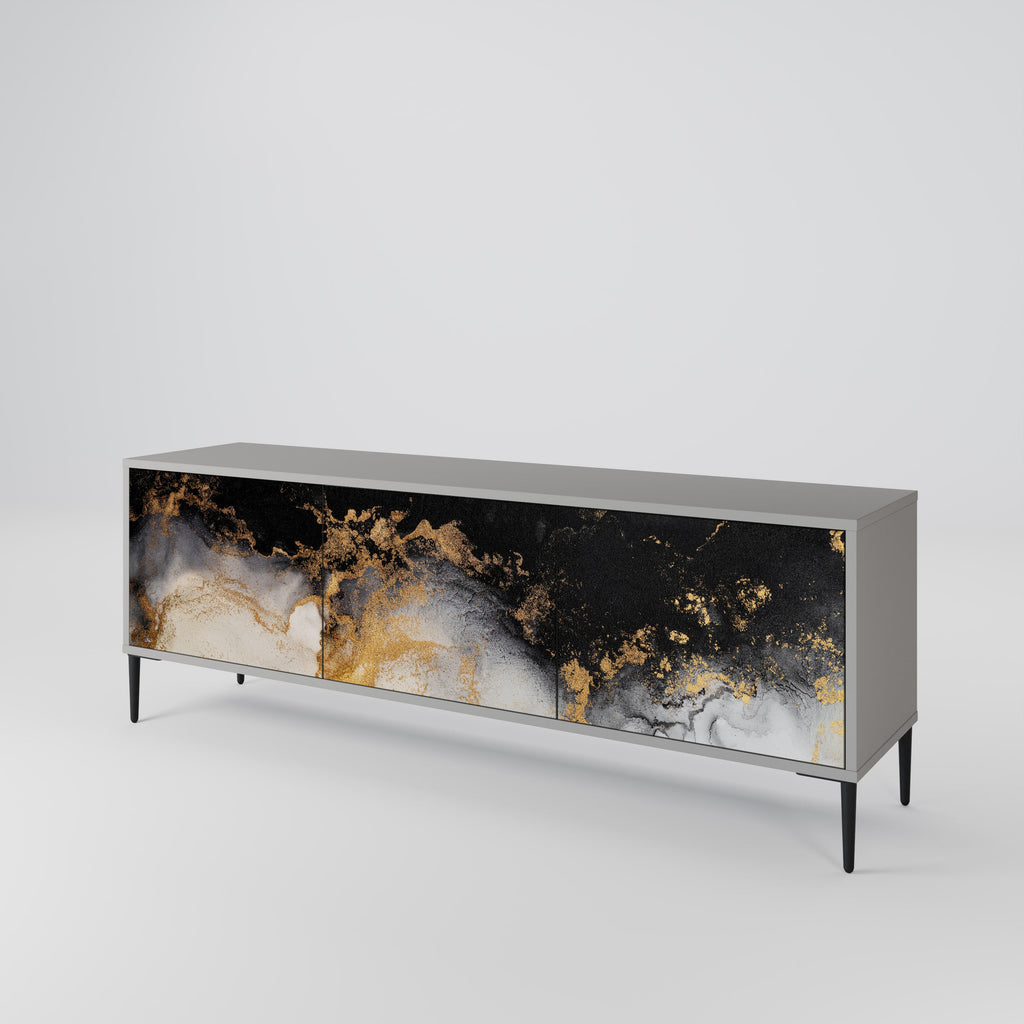Meuble TV 3 portes MARBLE OF TOMMORROW, finition grise