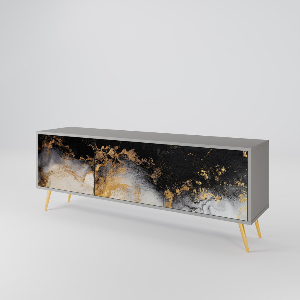 Meuble TV 3 portes MARBLE OF TOMMORROW, finition grise