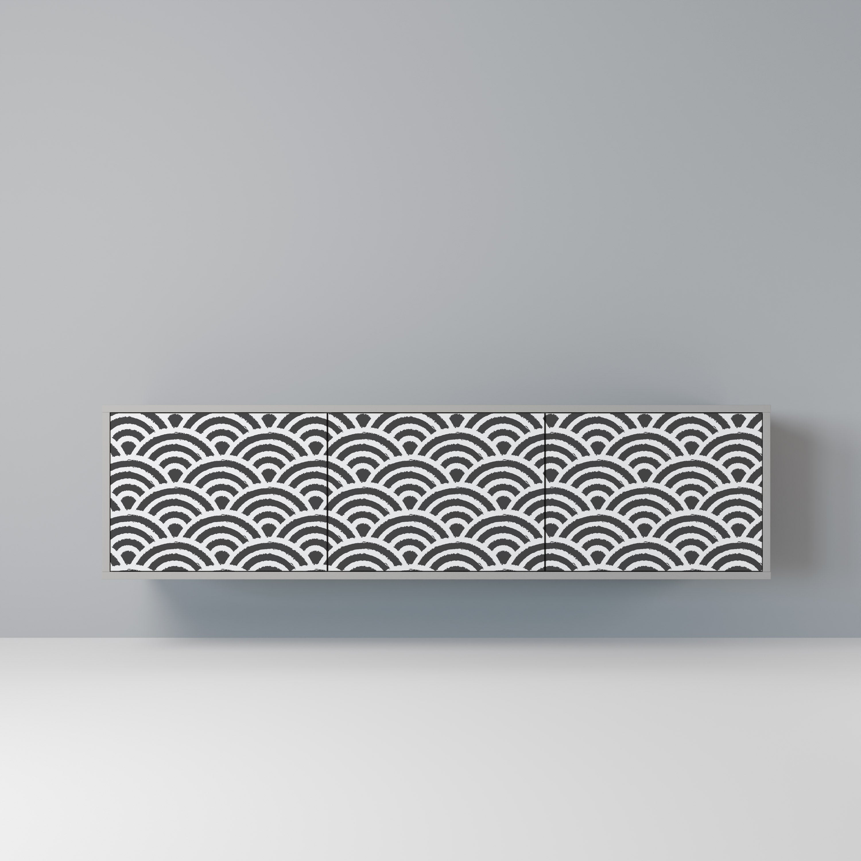 Meuble TV 3 portes GLOOMY HOST en finition grise