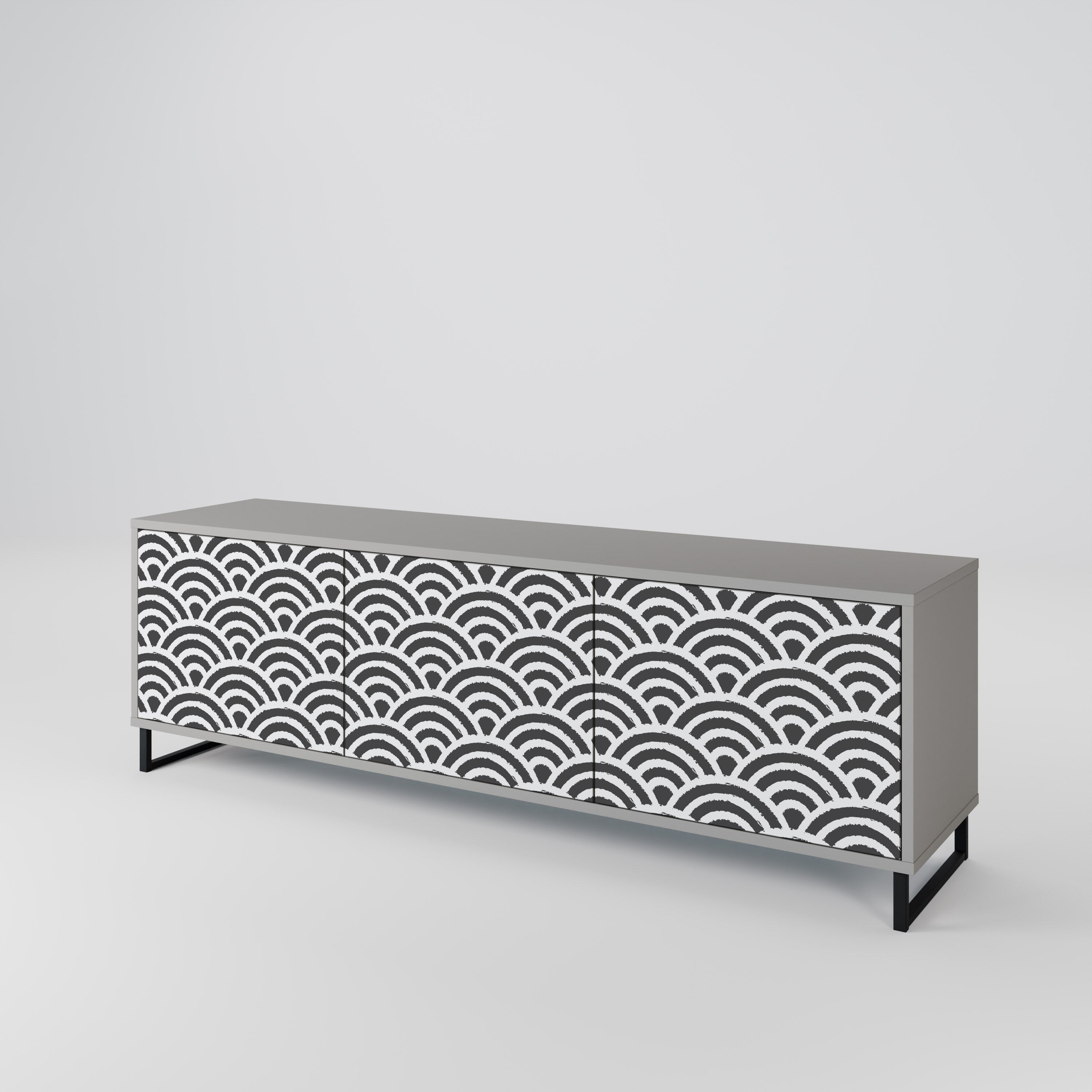 Meuble TV 3 portes GLOOMY HOST en finition grise