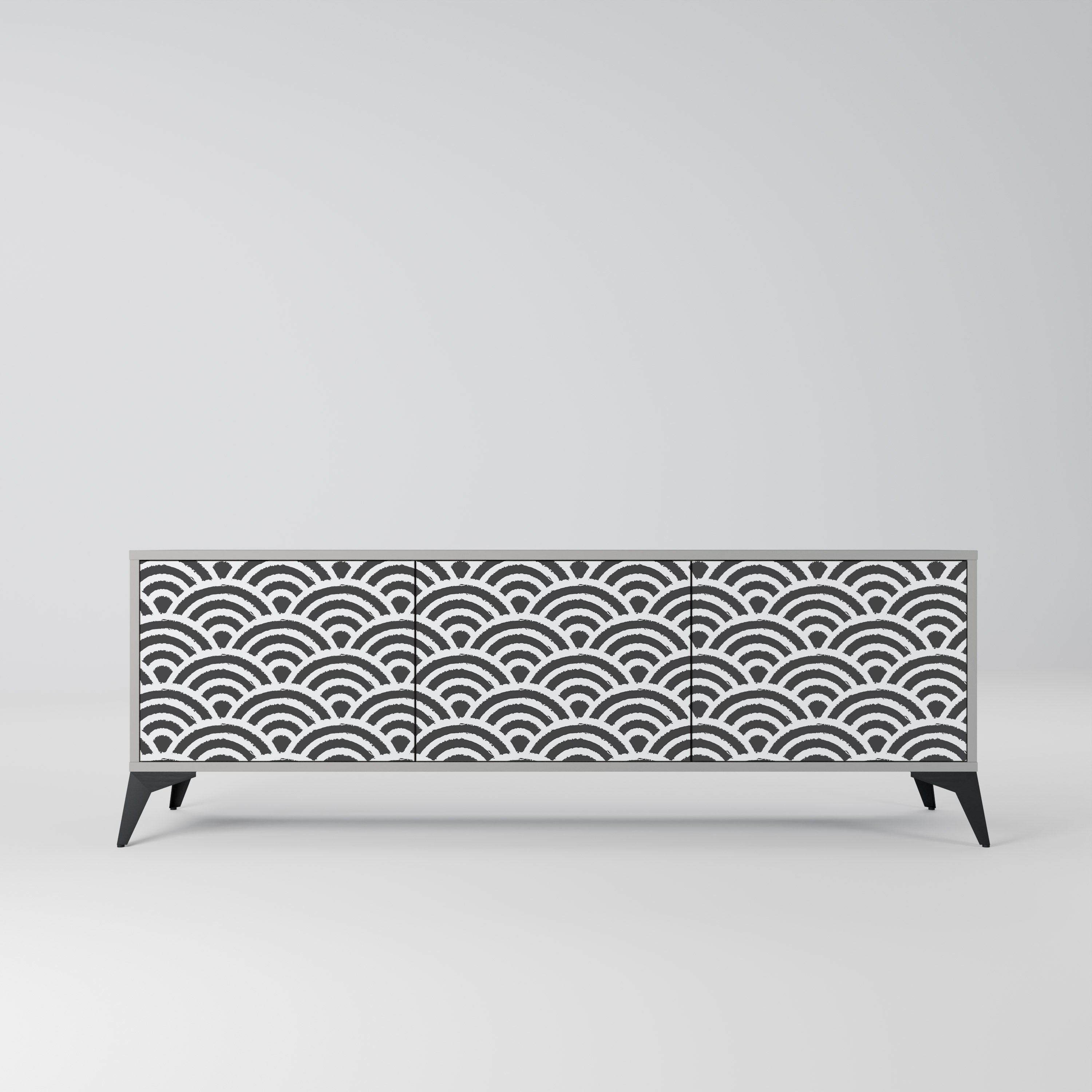 Meuble TV 3 portes GLOOMY HOST en finition grise