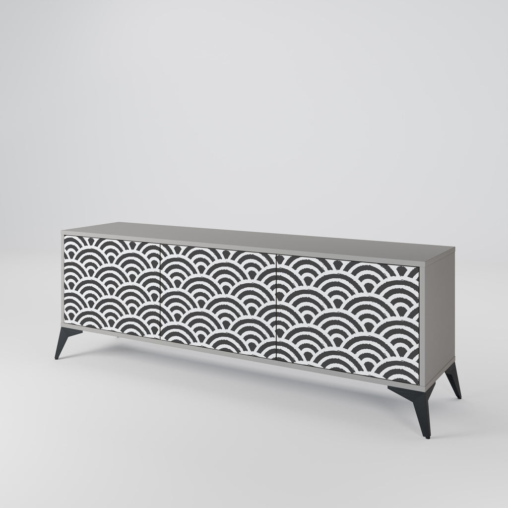 Meuble TV 3 portes GLOOMY HOST en finition grise