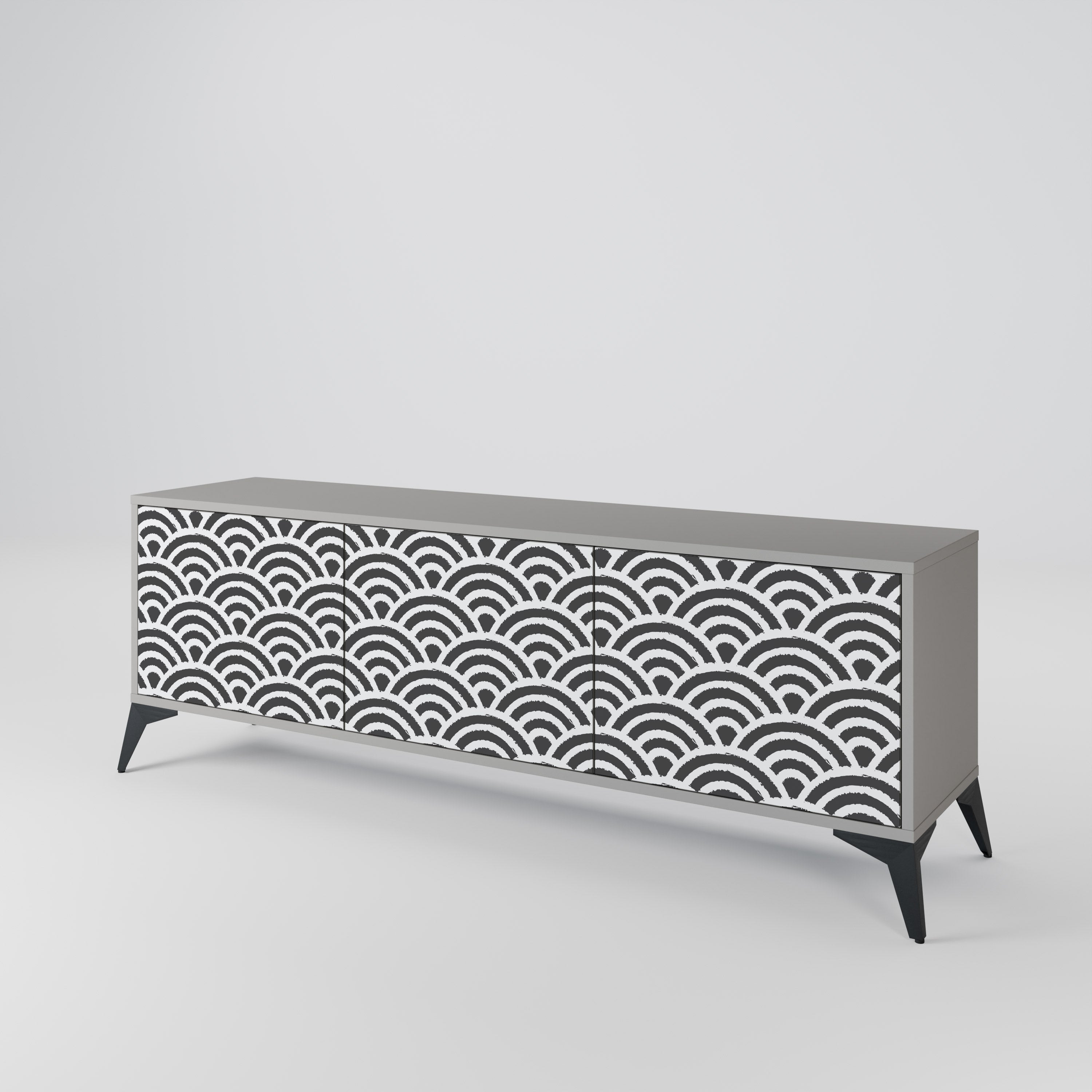 Meuble TV 3 portes GLOOMY HOST en finition grise