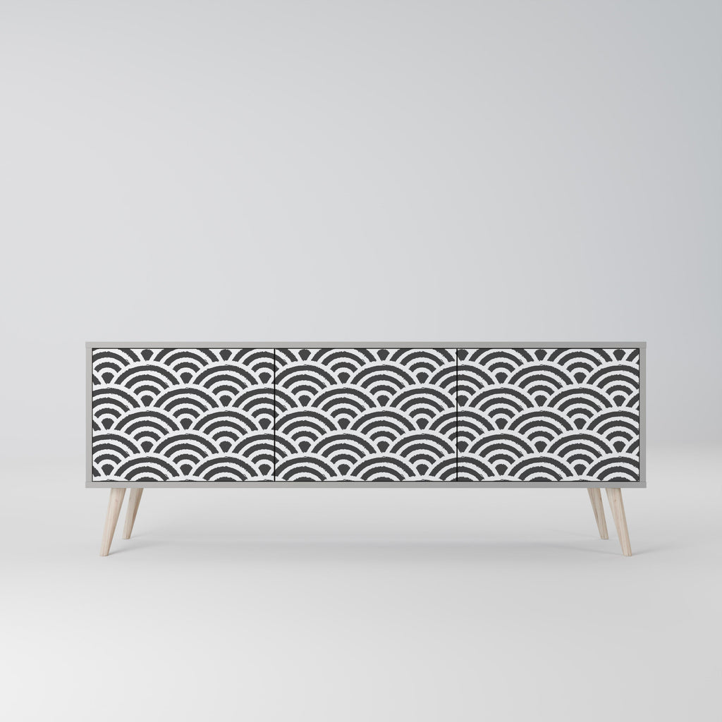 Meuble TV 3 portes GLOOMY HOST en finition grise