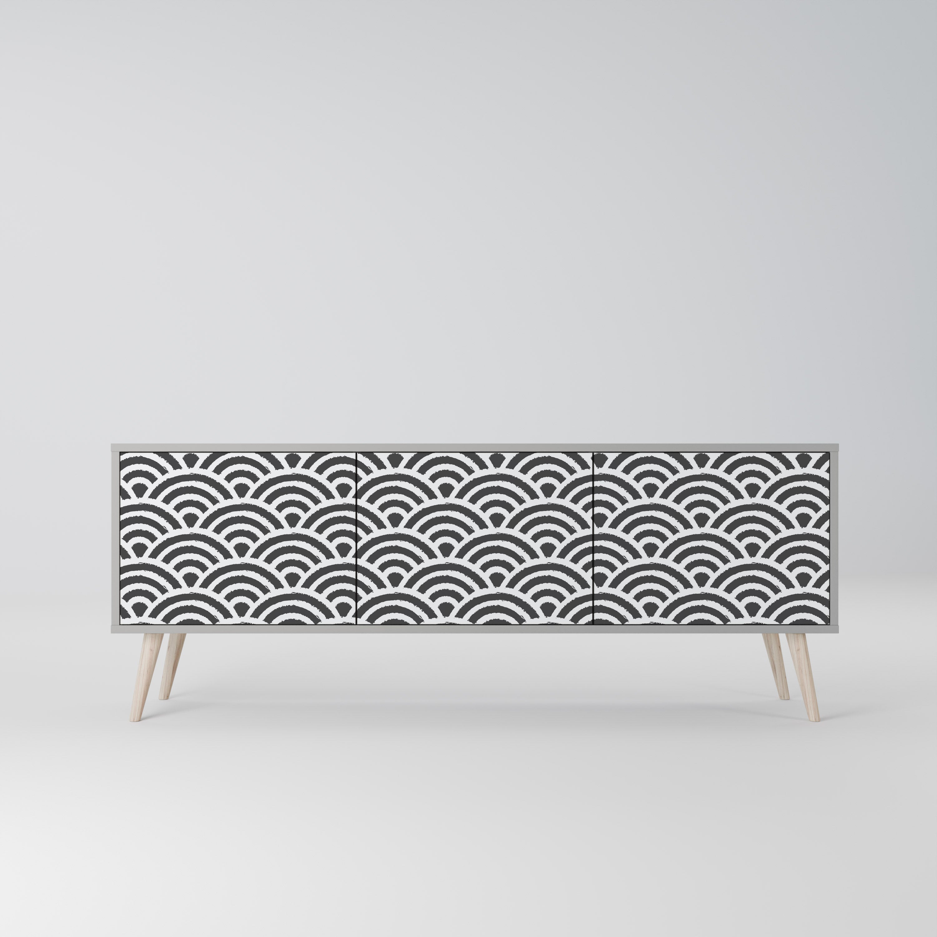 Meuble TV 3 portes GLOOMY HOST en finition grise