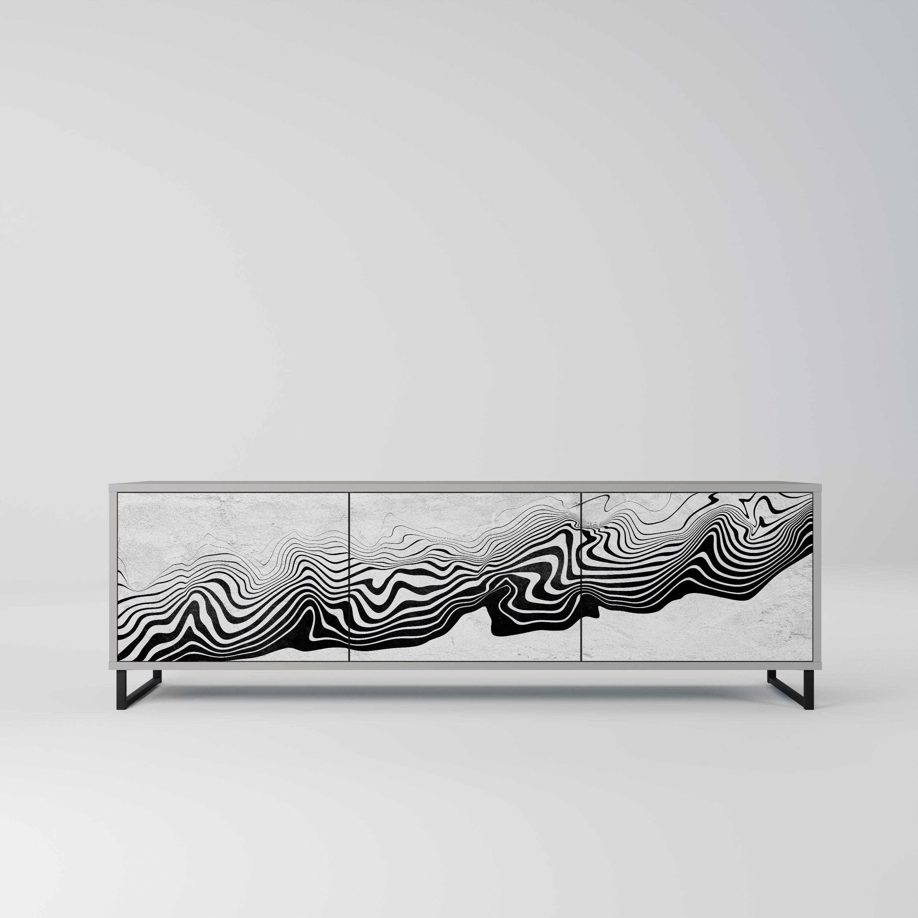 Meuble TV 3 portes MONOCHROME MIRAGE finition grise