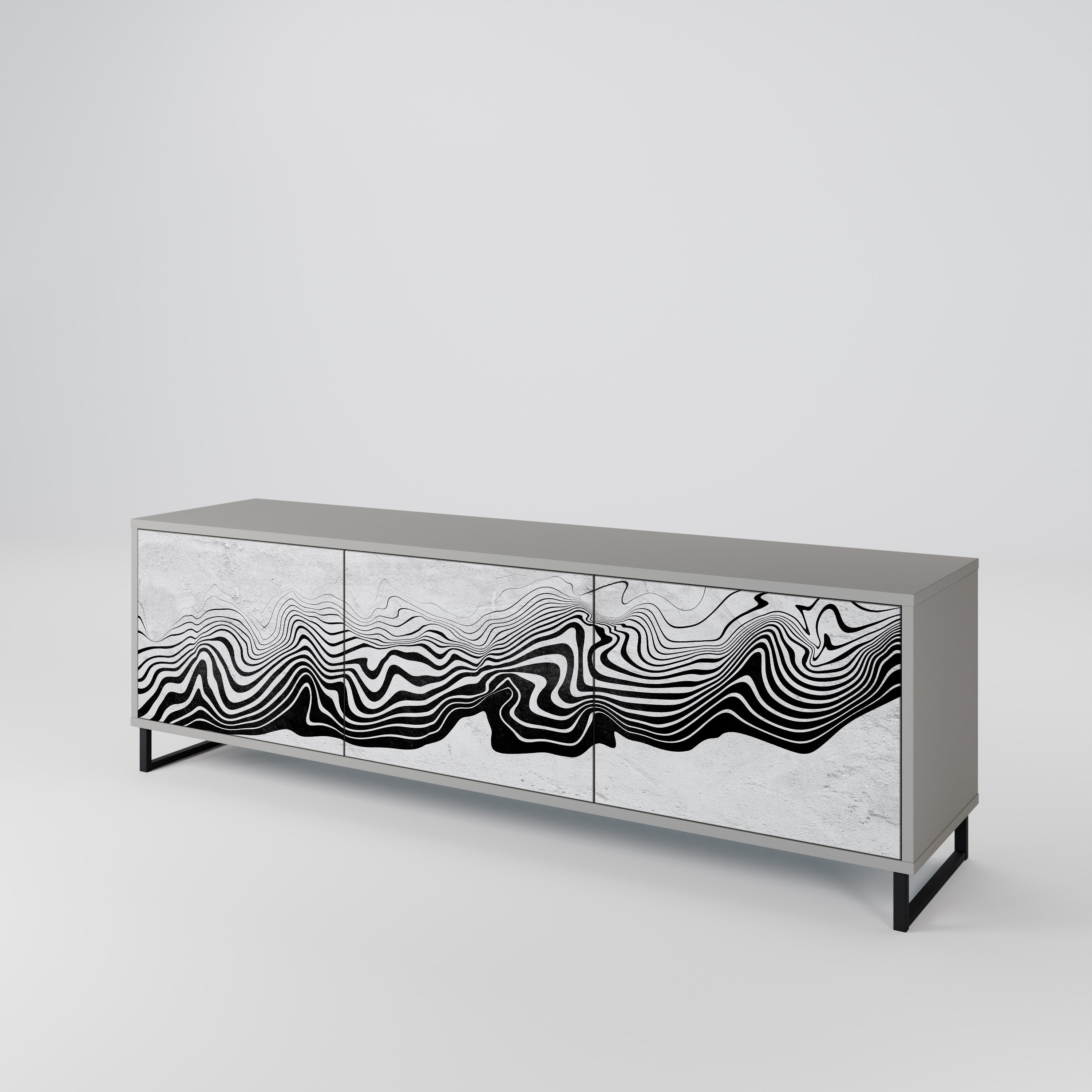 Meuble TV 3 portes MONOCHROME MIRAGE finition grise