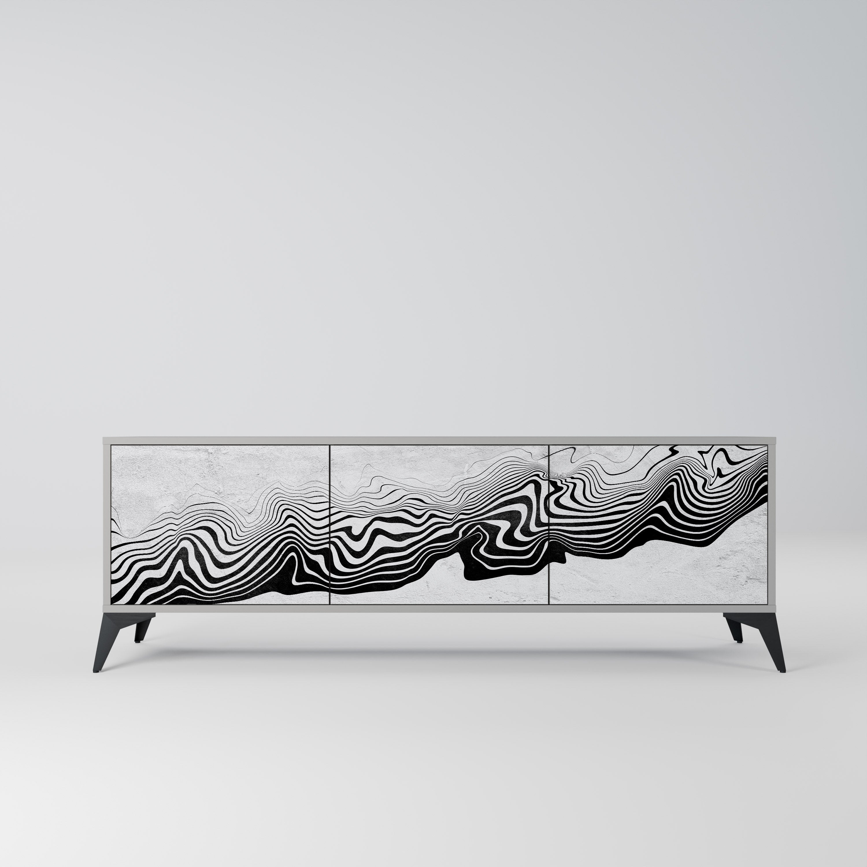 Meuble TV 3 portes MONOCHROME MIRAGE finition grise