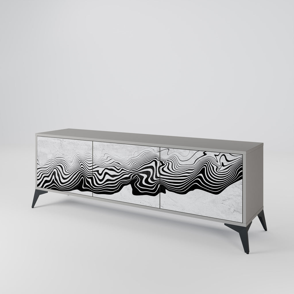 Meuble TV 3 portes MONOCHROME MIRAGE finition grise