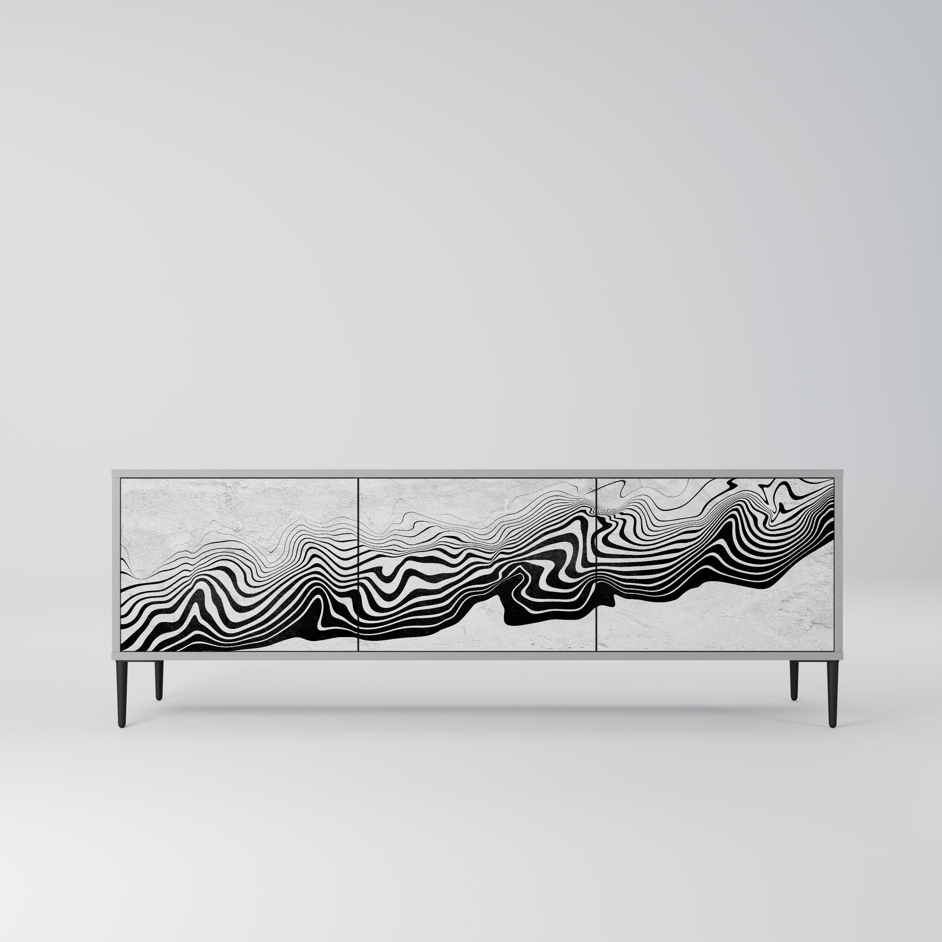 Meuble TV 3 portes MONOCHROME MIRAGE finition grise