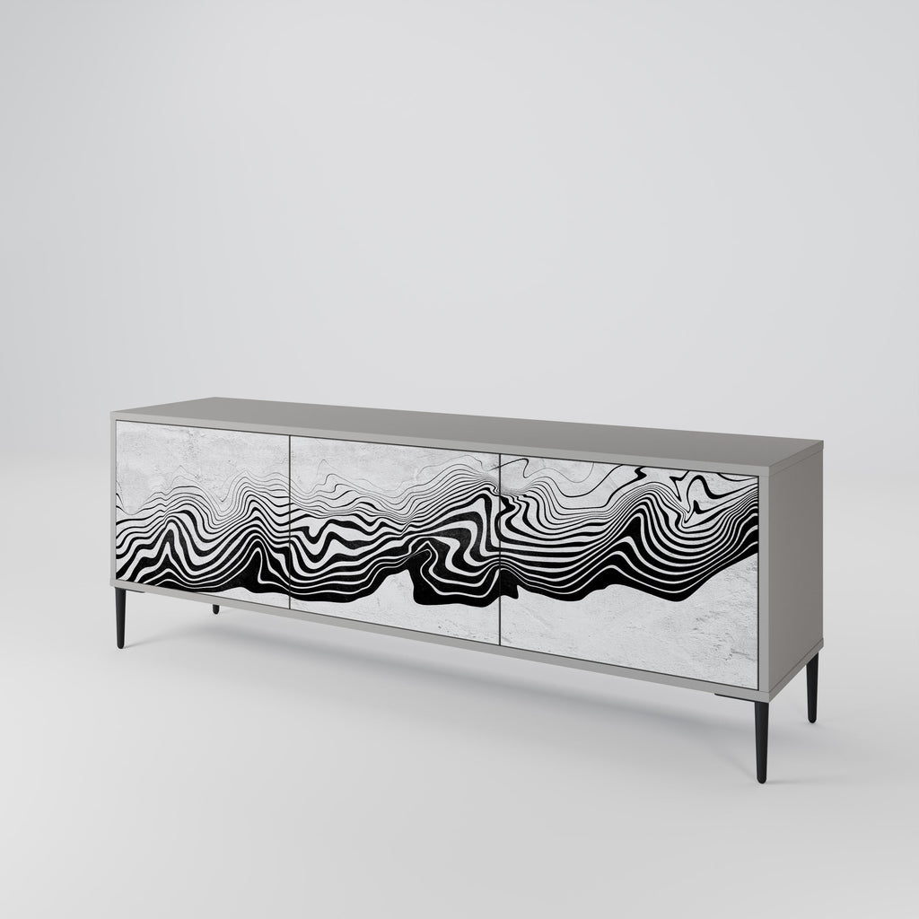 Meuble TV 3 portes MONOCHROME MIRAGE finition grise