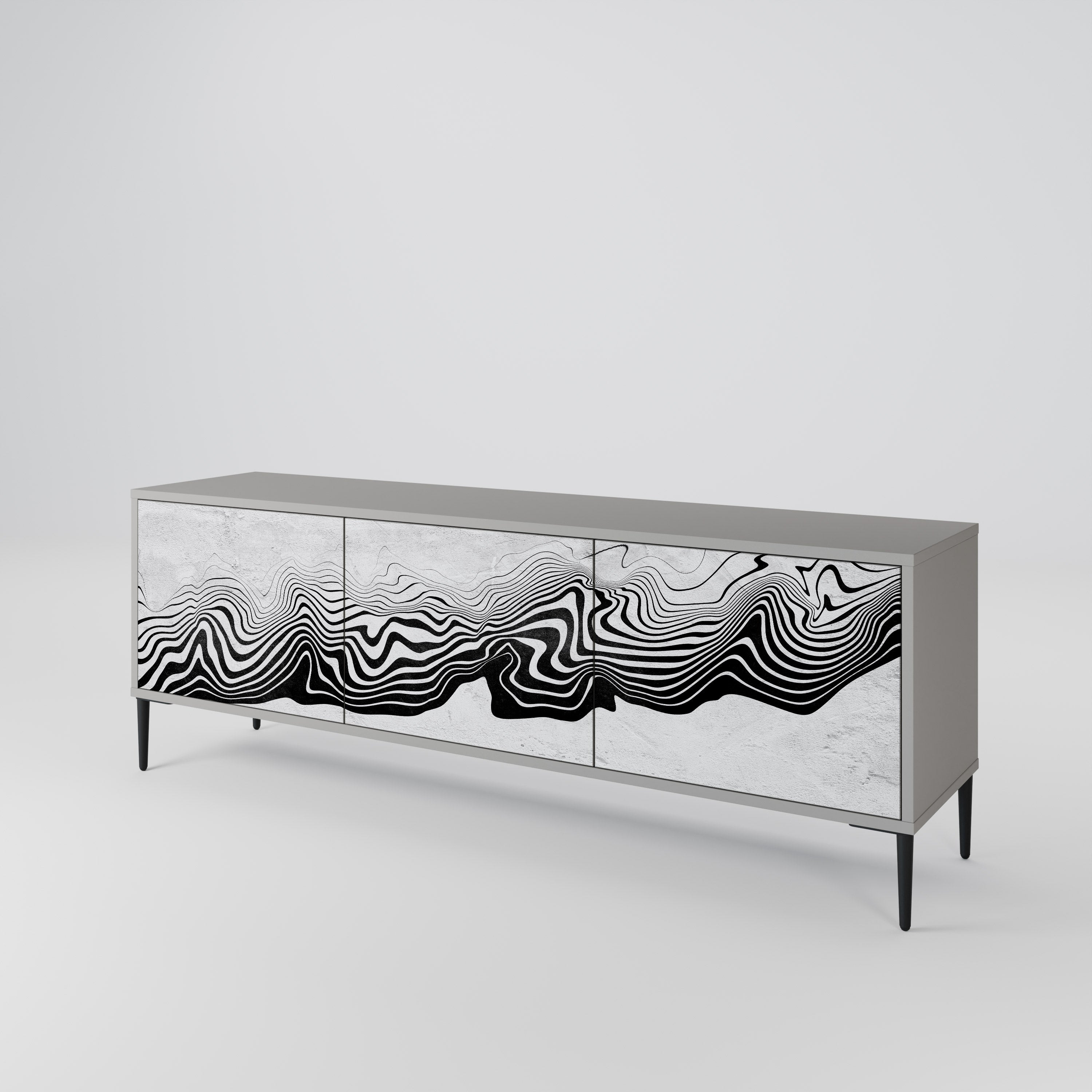 Meuble TV 3 portes MONOCHROME MIRAGE finition grise