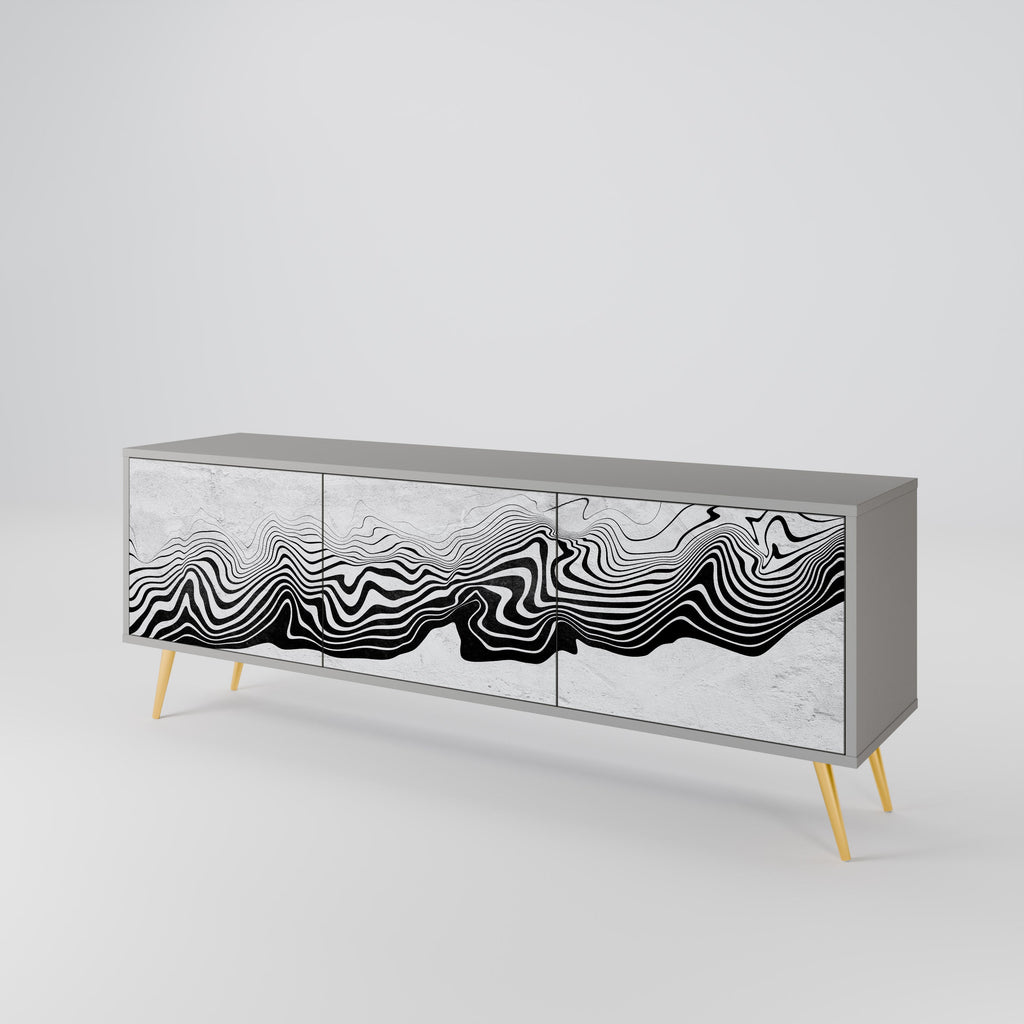 Meuble TV 3 portes MONOCHROME MIRAGE finition grise