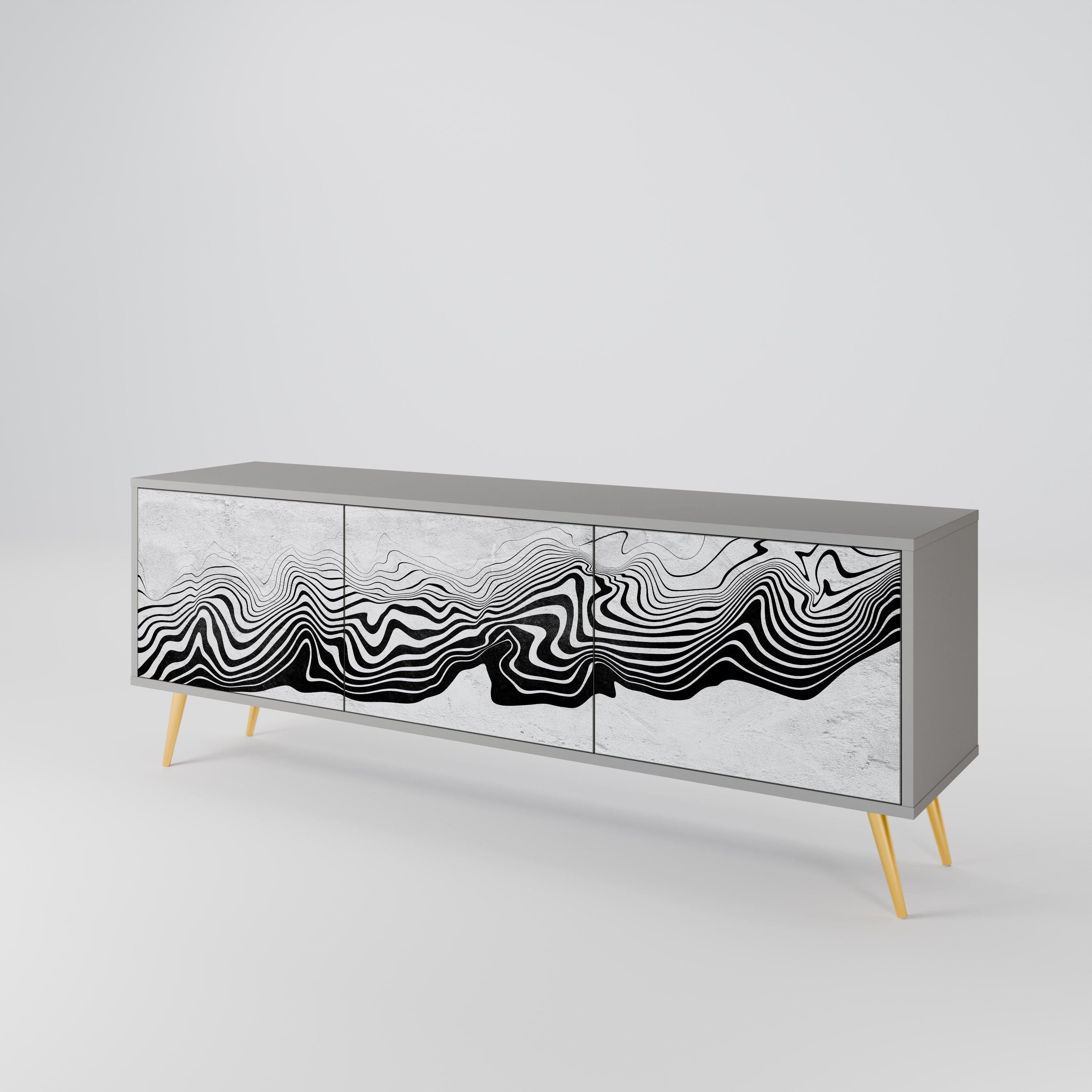 Meuble TV 3 portes MONOCHROME MIRAGE finition grise