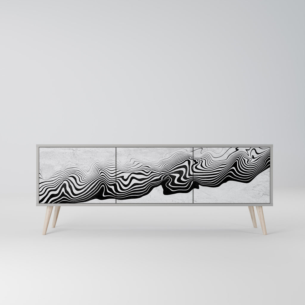 Meuble TV 3 portes MONOCHROME MIRAGE finition grise