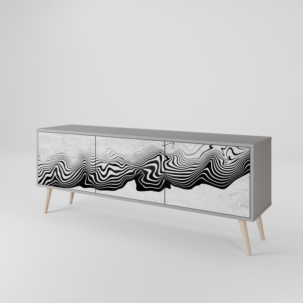 Meuble TV 3 portes MONOCHROME MIRAGE finition grise