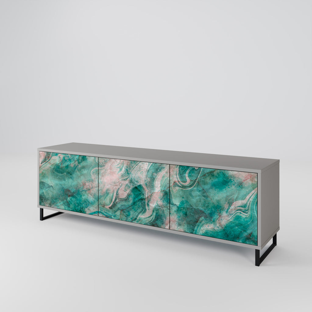 Meuble TV 3 portes ABSTRACT ALCHEMY, finition grise