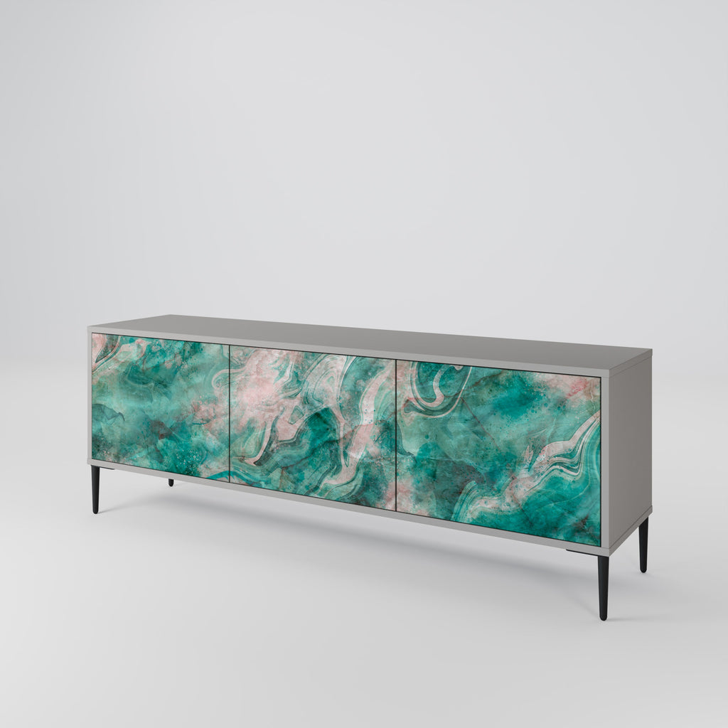 Meuble TV 3 portes ABSTRACT ALCHEMY, finition grise