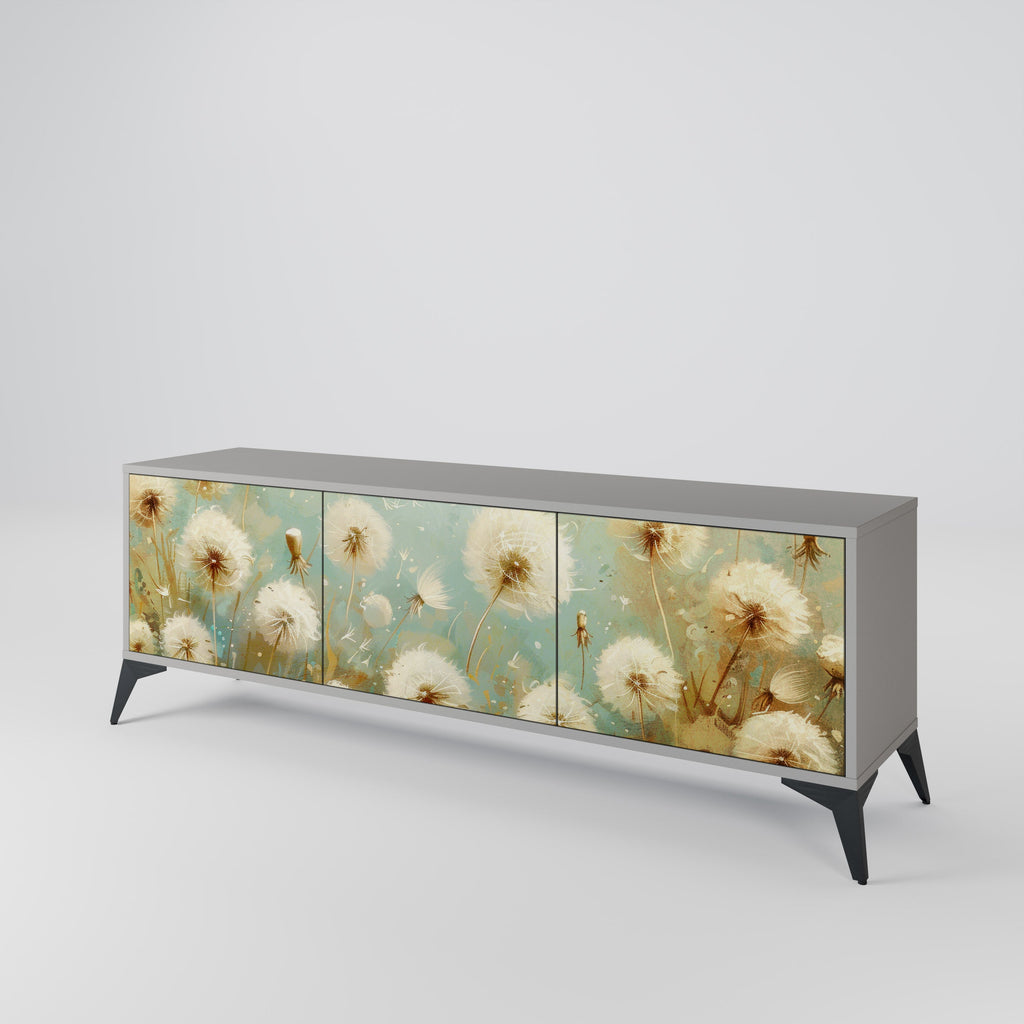 Meuble TV 3 portes DREAMY MEADOW, finition grise