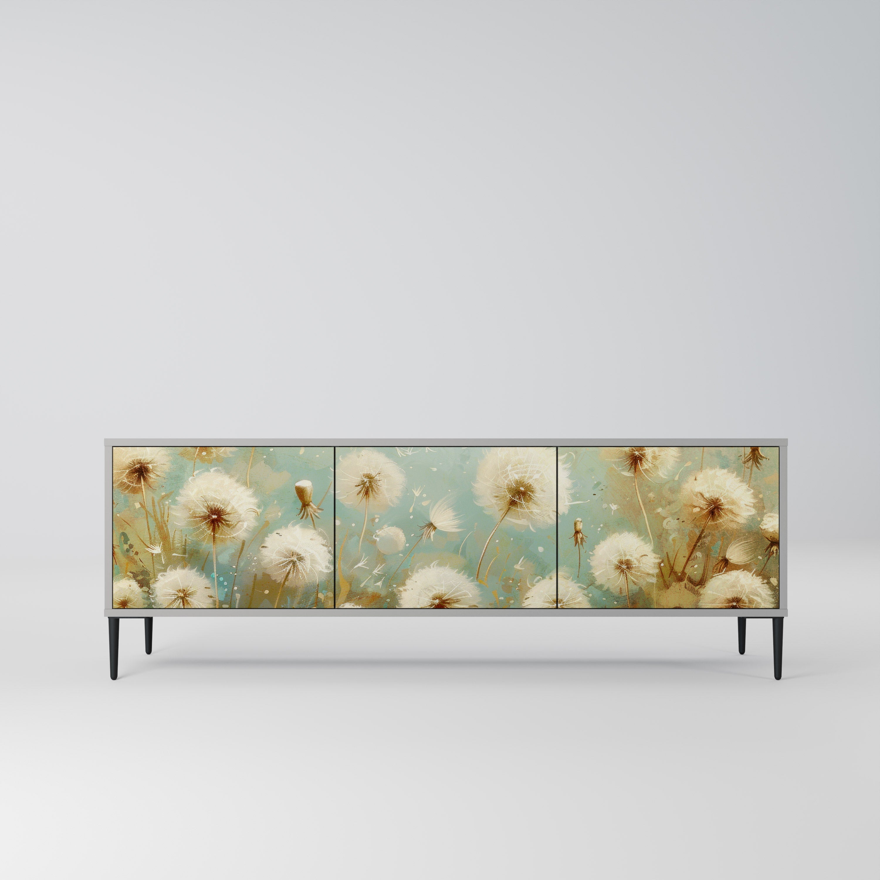 Meuble TV 3 portes DREAMY MEADOW, finition grise