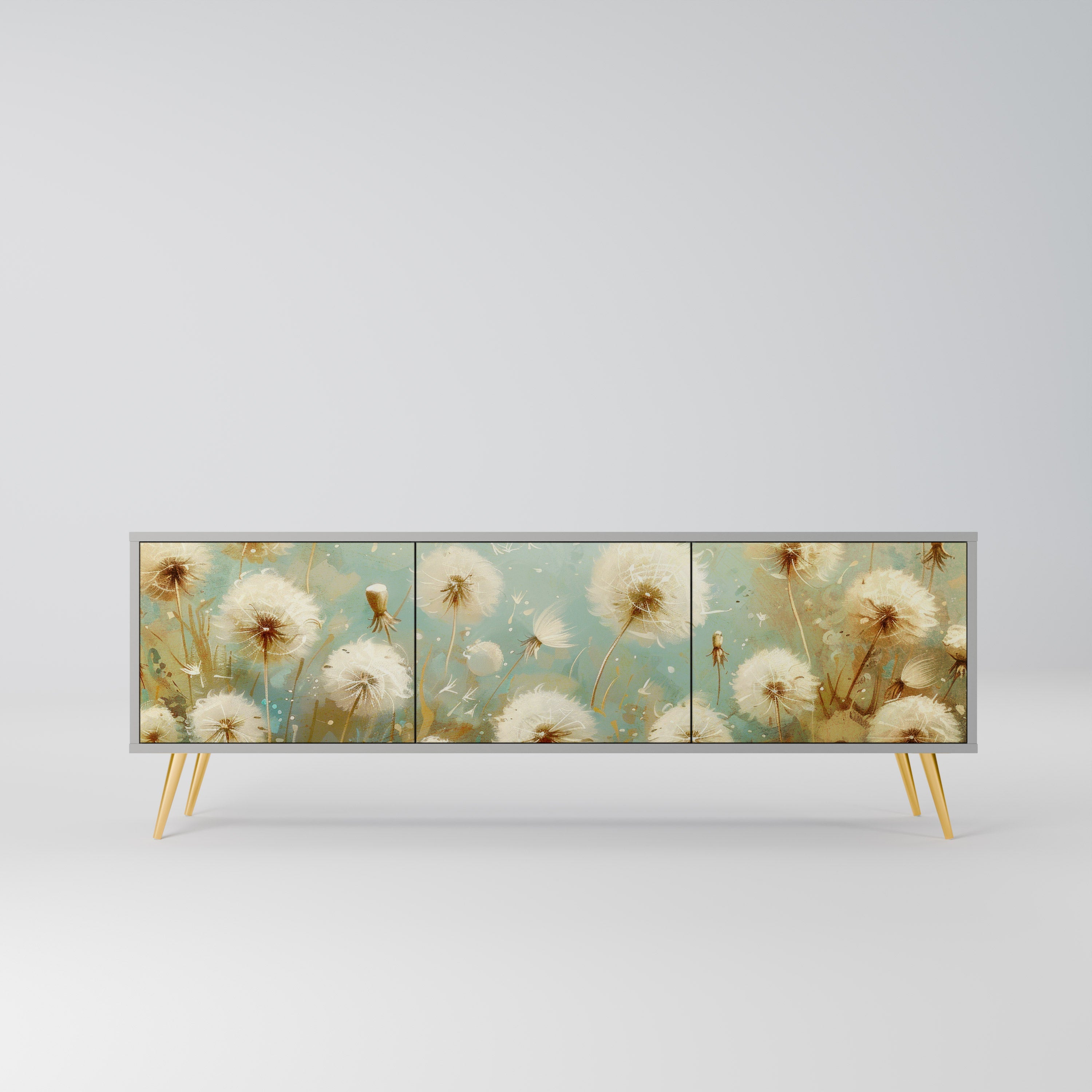 Meuble TV 3 portes DREAMY MEADOW, finition grise