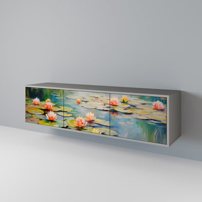 BLOOMING WATERS 3-Door TV Cabinet