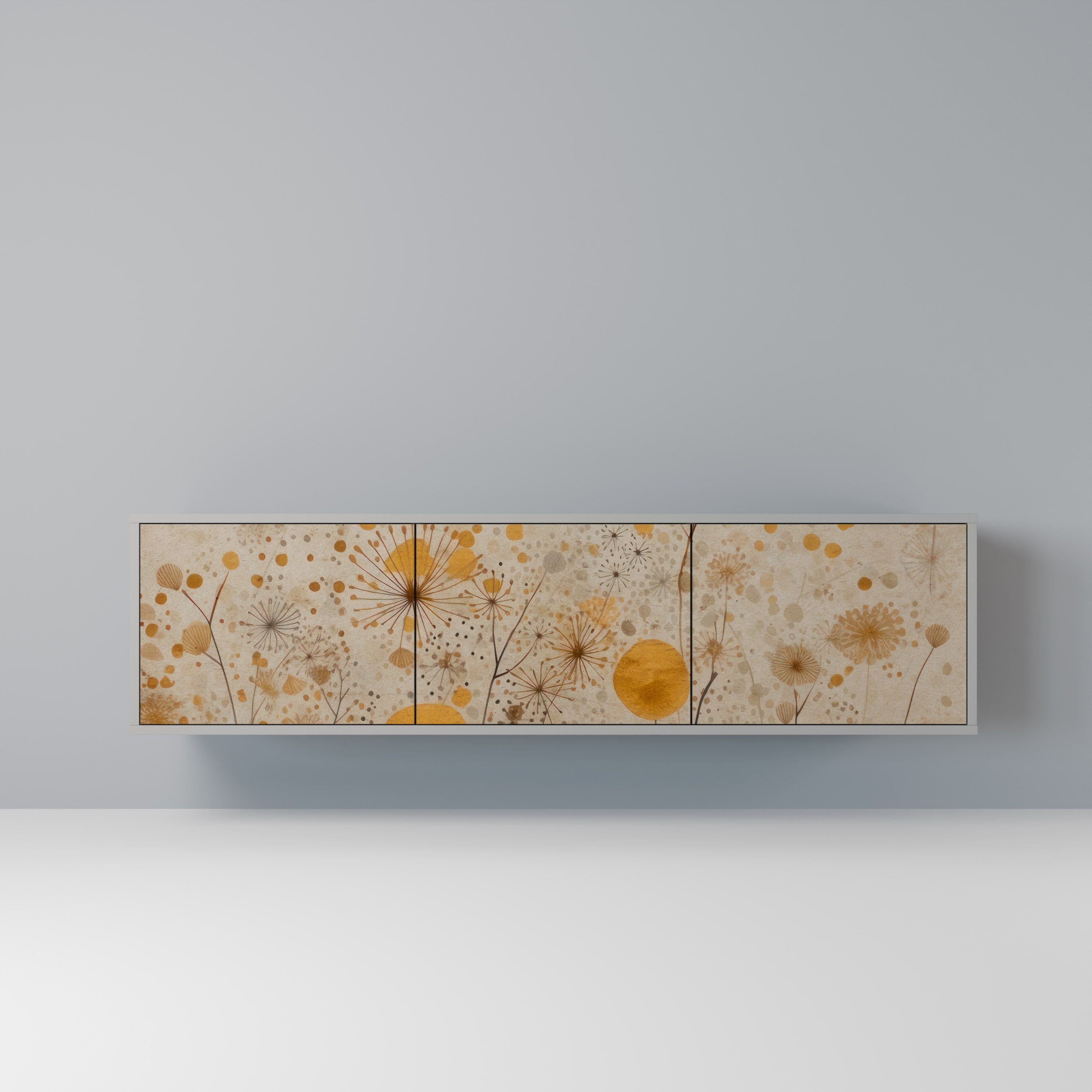 Meuble TV 3 portes MORNING GLADE, finition grise